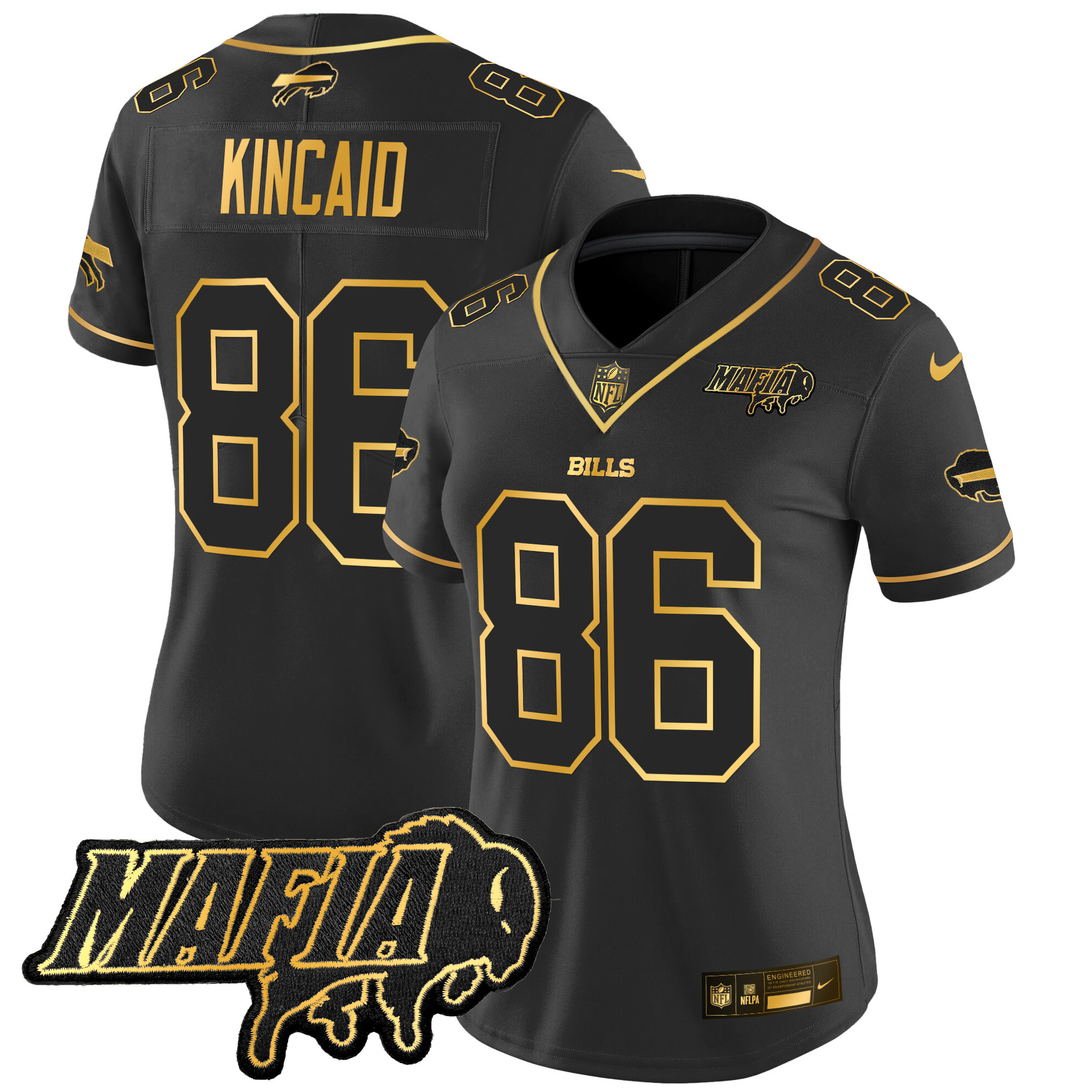 Women's Buffalo Bills 2025 Bills Mafia Patch Gold Vapor Limited Jersey - All Stitched