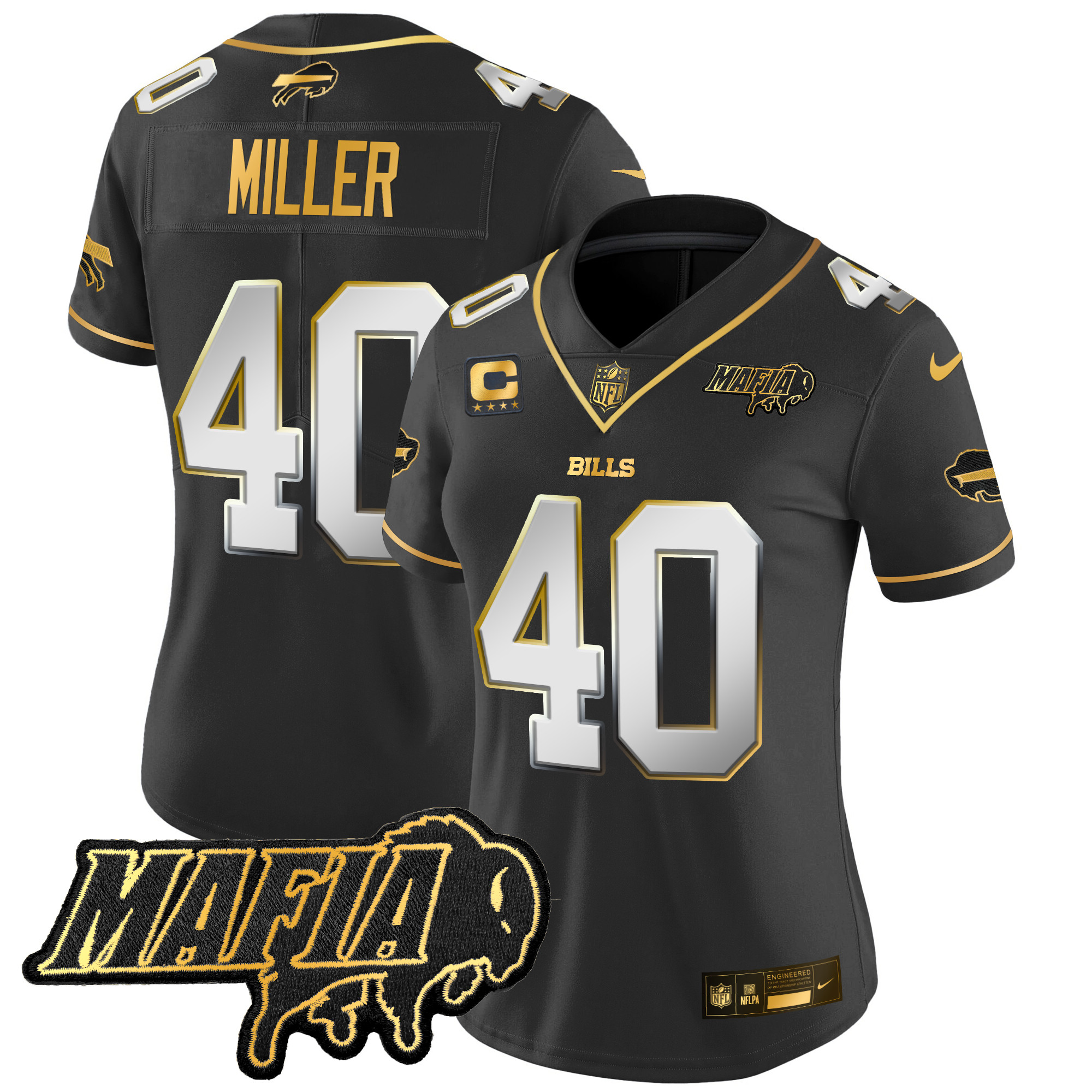 Women's Buffalo Bills 2025 Bills Mafia Patch Gold Vapor Limited Jersey - All Stitched