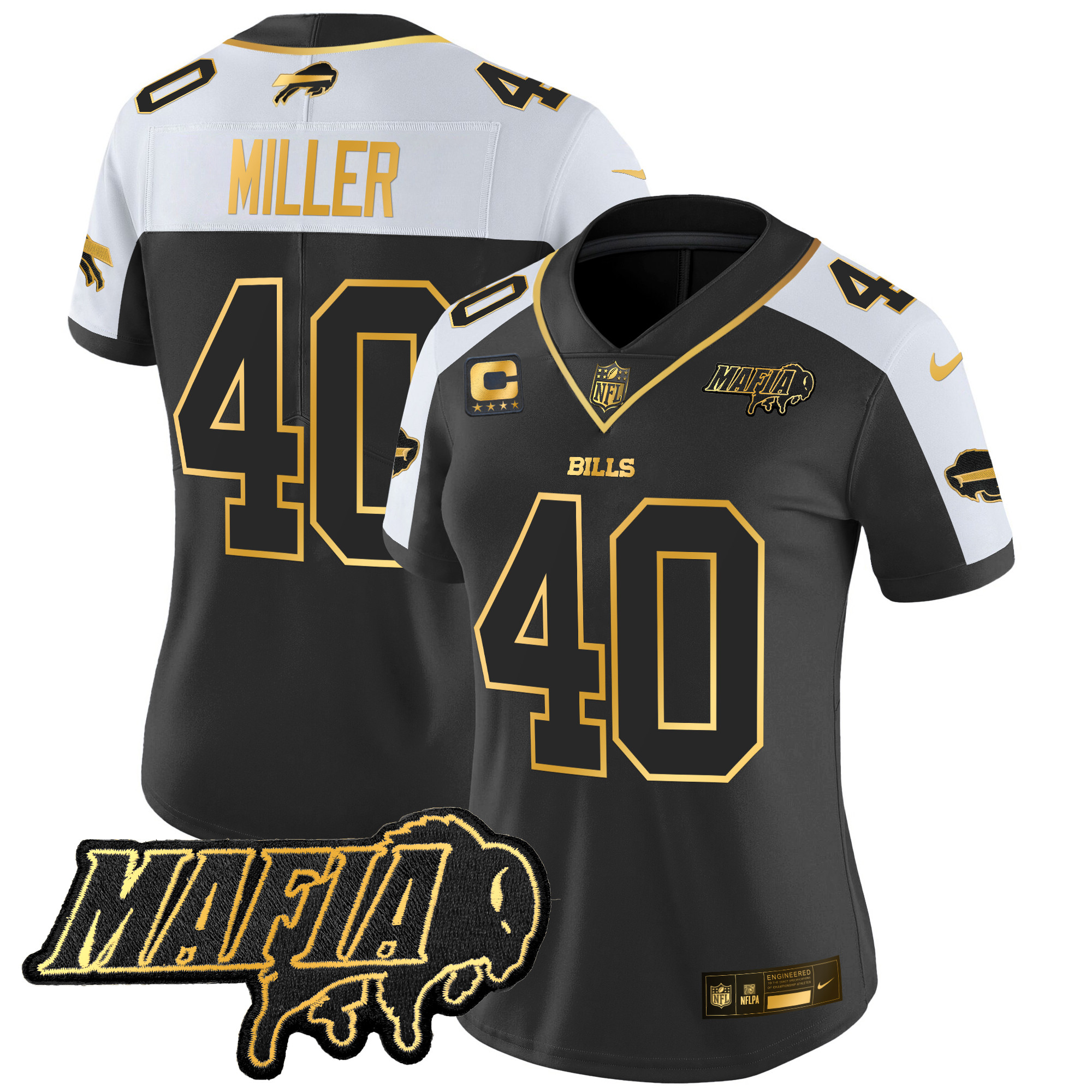 Women's Buffalo Bills 2025 Bills Mafia Patch Gold Vapor Limited Jersey - All Stitched