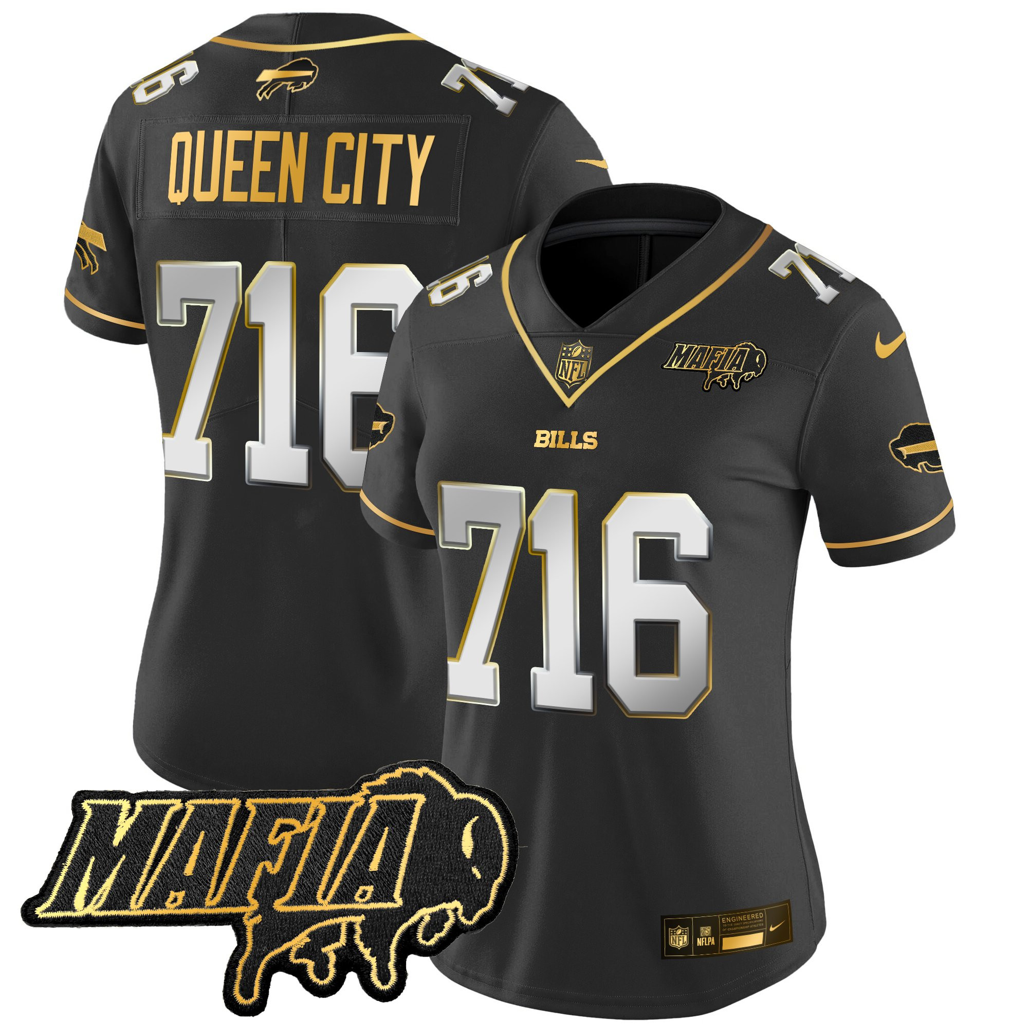 Women's Buffalo Bills 2025 Bills Mafia Patch Gold Vapor Limited Jersey - All Stitched