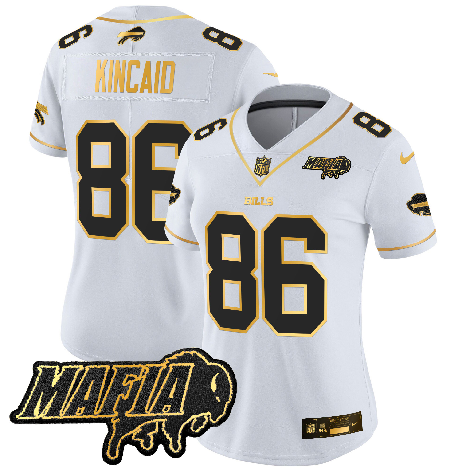 Women's Buffalo Bills 2025 Bills Mafia Patch Gold Vapor Limited Jersey - All Stitched