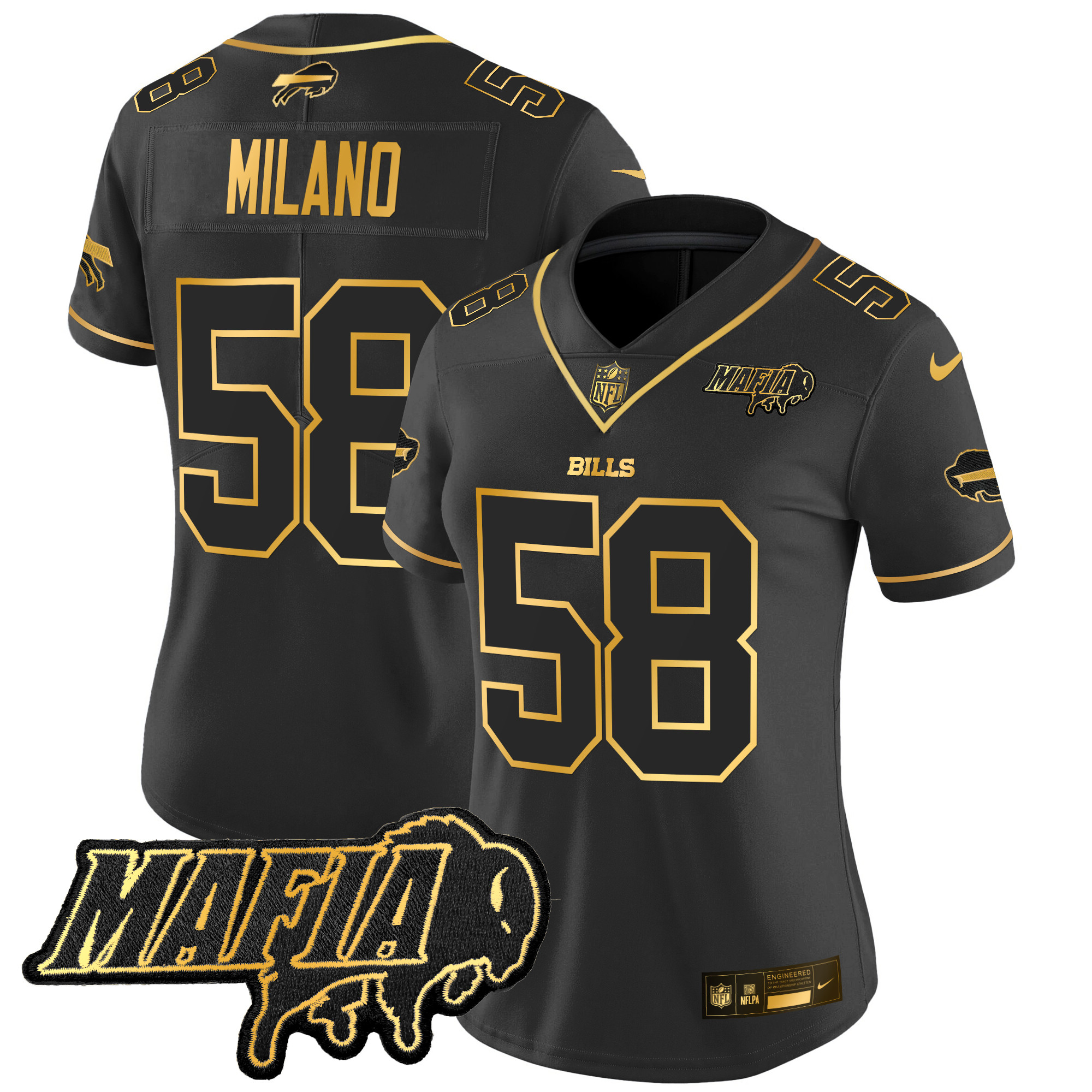 Women's Buffalo Bills 2025 Bills Mafia Patch Gold Vapor Limited Jersey - All Stitched