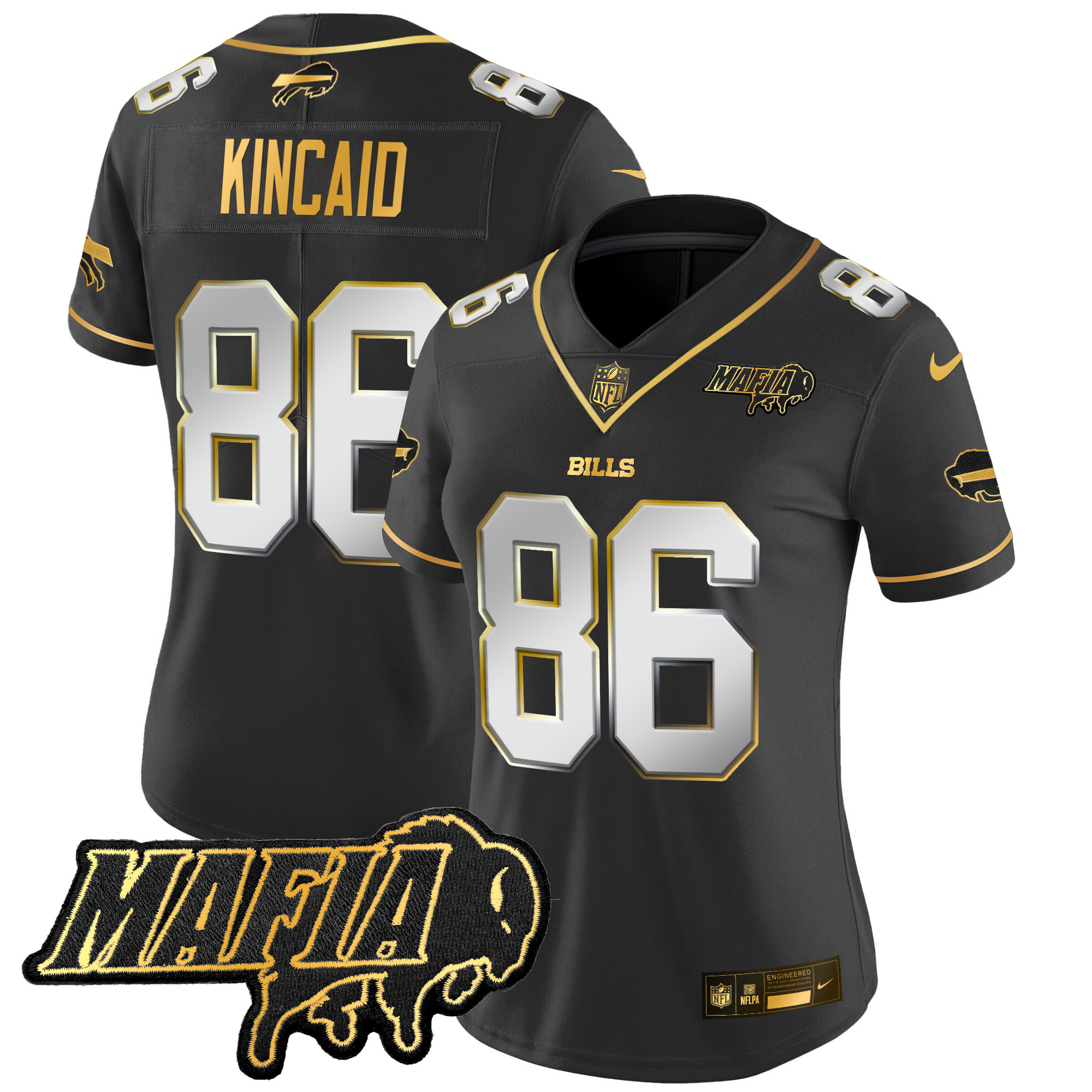 Women's Buffalo Bills 2025 Bills Mafia Patch Gold Vapor Limited Jersey - All Stitched