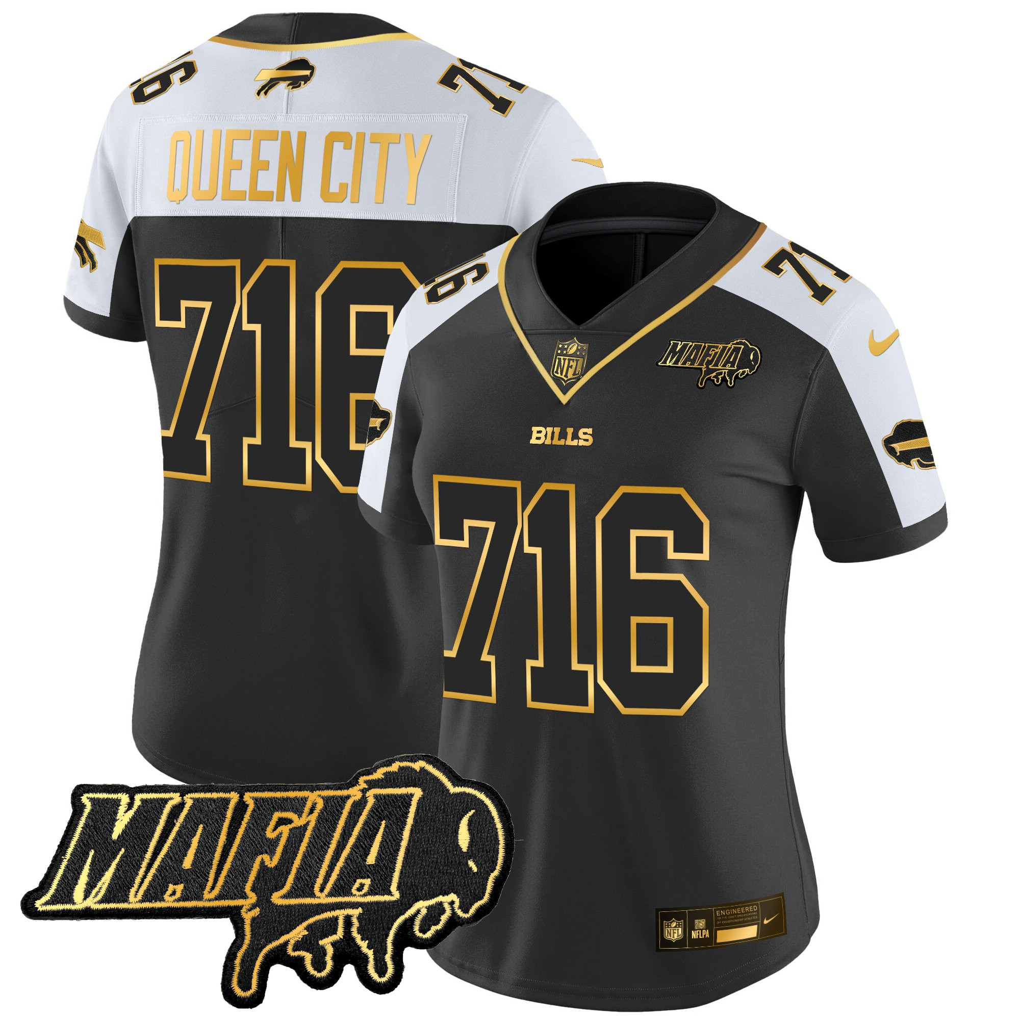 Women's Buffalo Bills 2025 Bills Mafia Patch Gold Vapor Limited Jersey - All Stitched