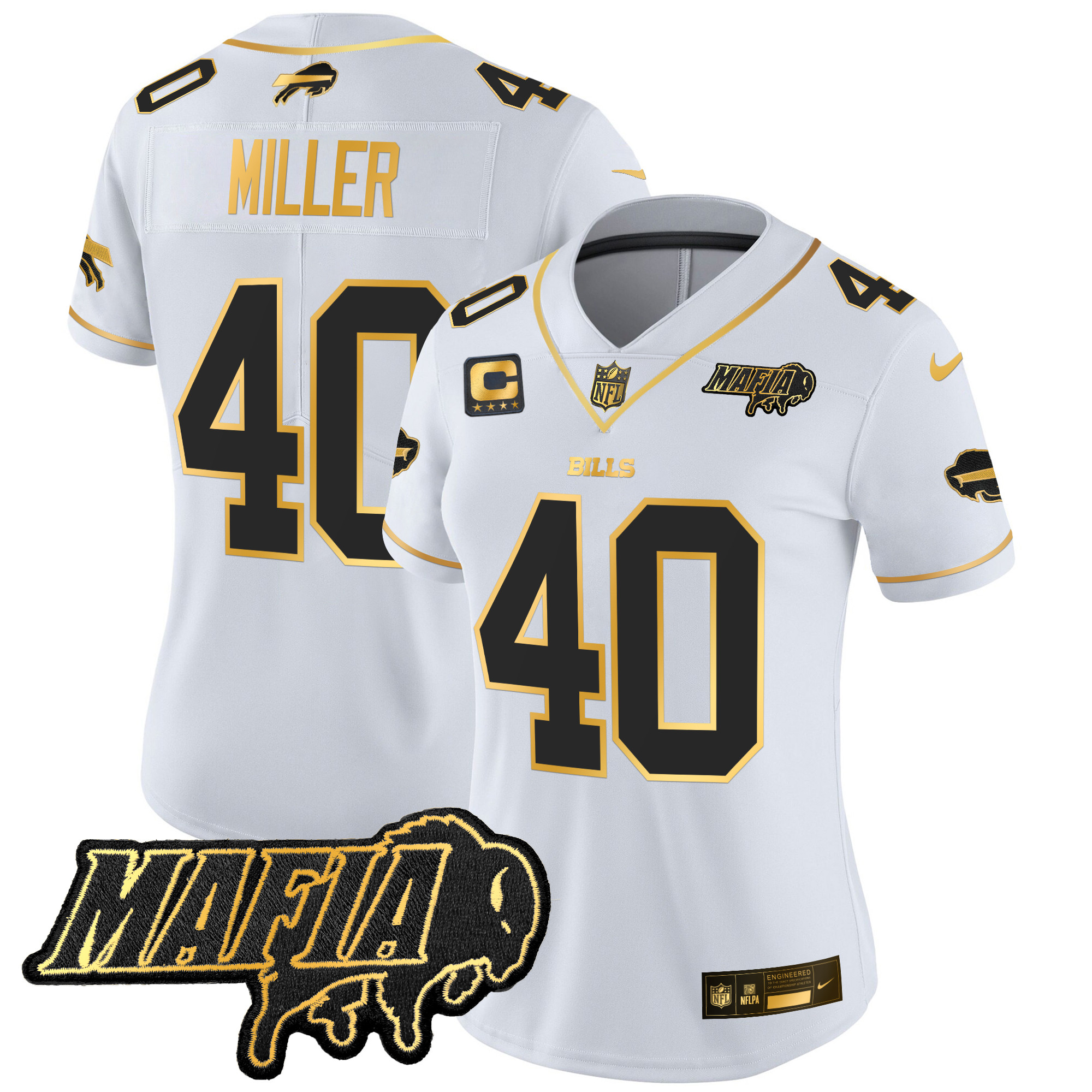 Women's Buffalo Bills 2025 Bills Mafia Patch Gold Vapor Limited Jersey - All Stitched