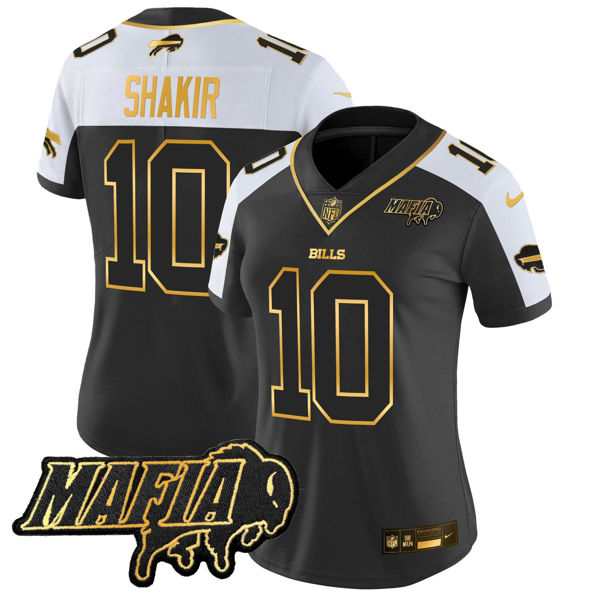 Women's Buffalo Bills 2025 Bills Mafia Patch Gold Vapor Limited Jersey - All Stitched