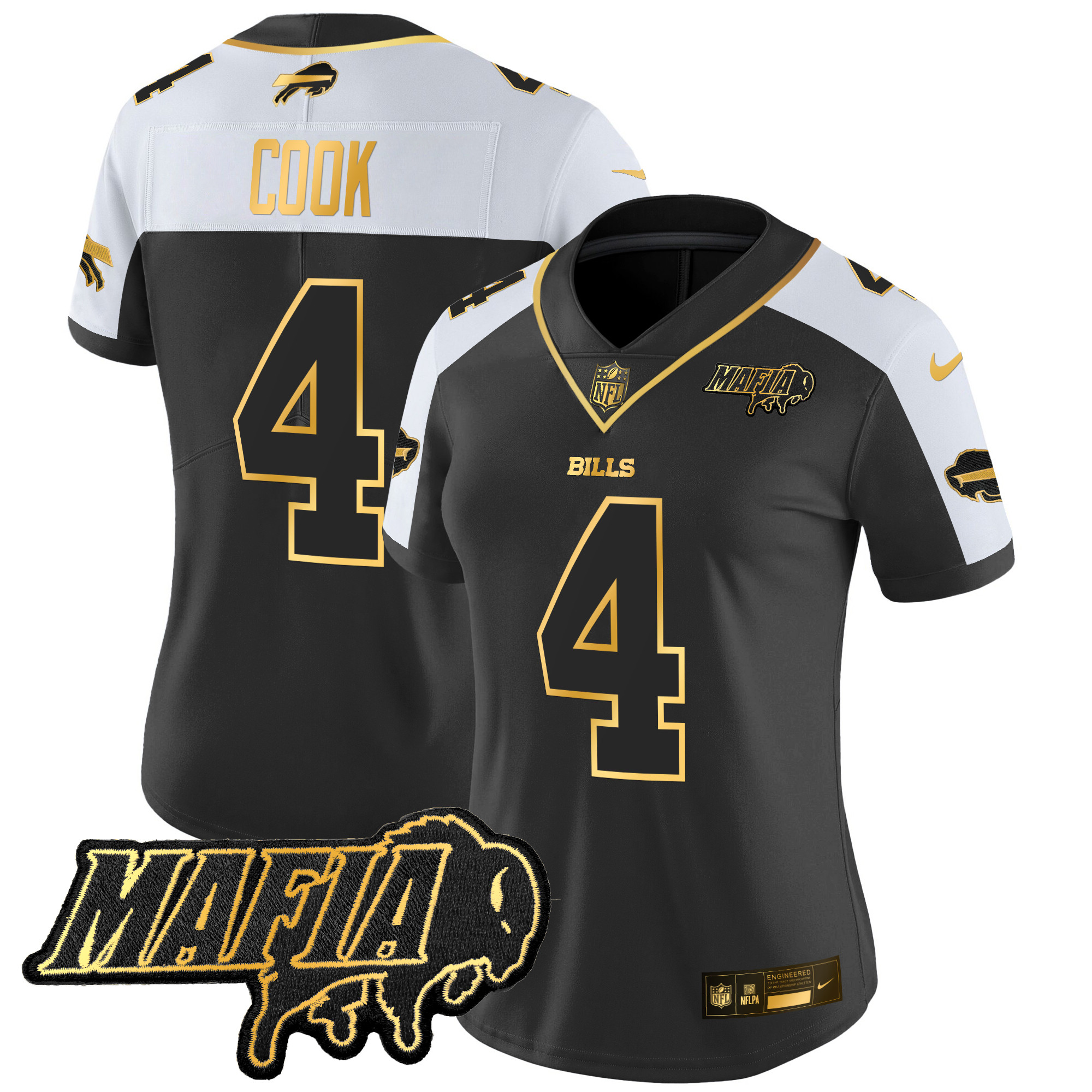 Women's Buffalo Bills 2025 Bills Mafia Patch Gold Vapor Limited Jersey - All Stitched