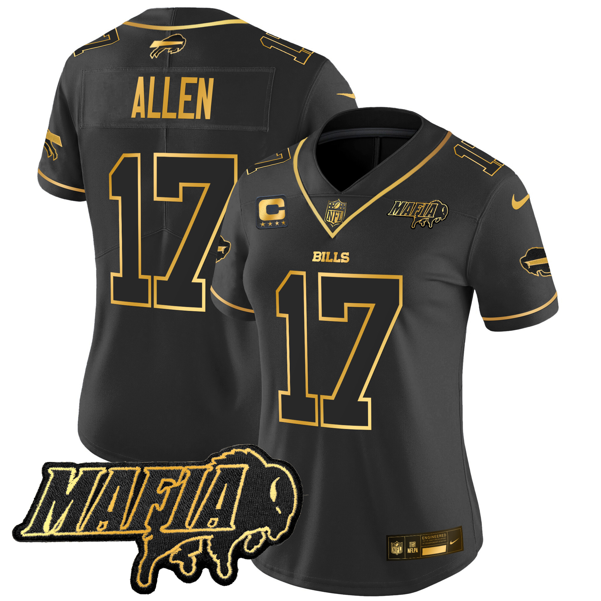 Women's Buffalo Bills 2025 Bills Mafia Patch Gold Vapor Limited Jersey - All Stitched