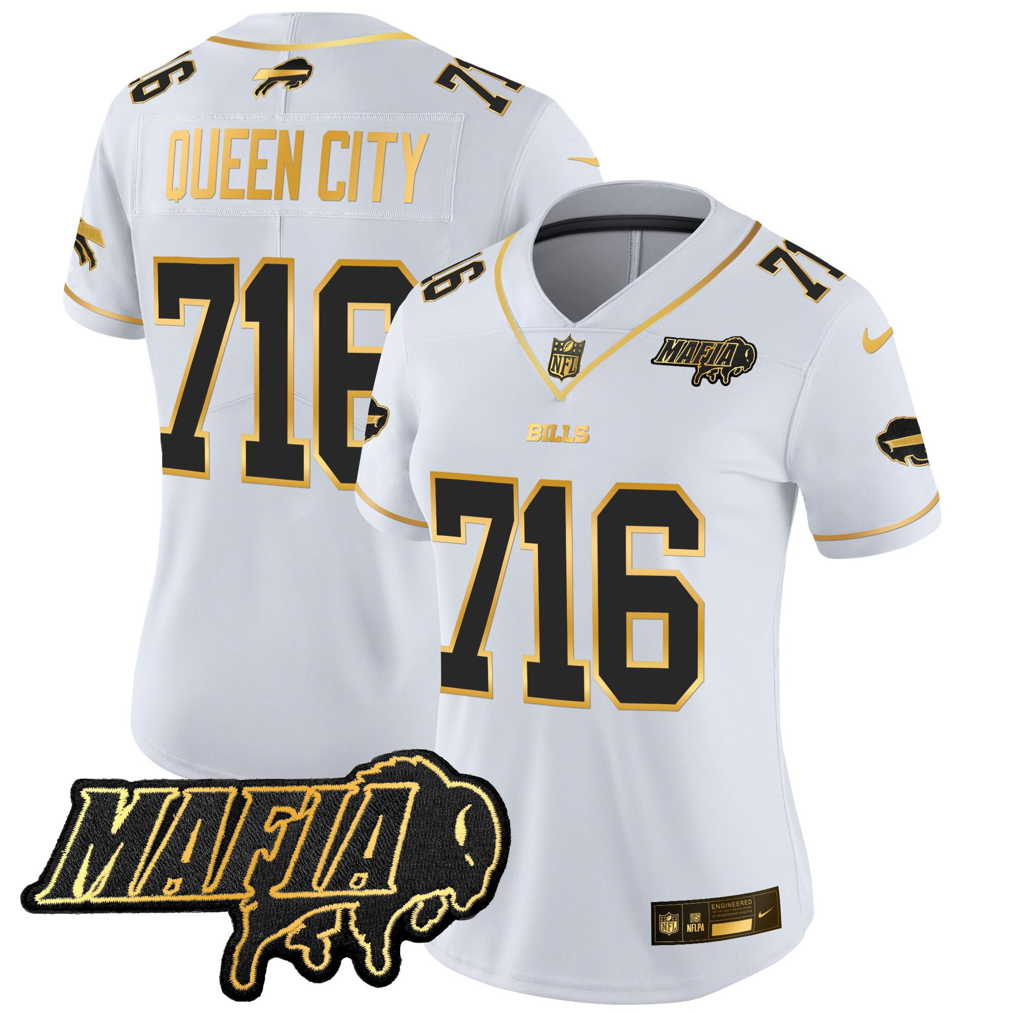 Women's Buffalo Bills 2025 Bills Mafia Patch Gold Vapor Limited Jersey - All Stitched