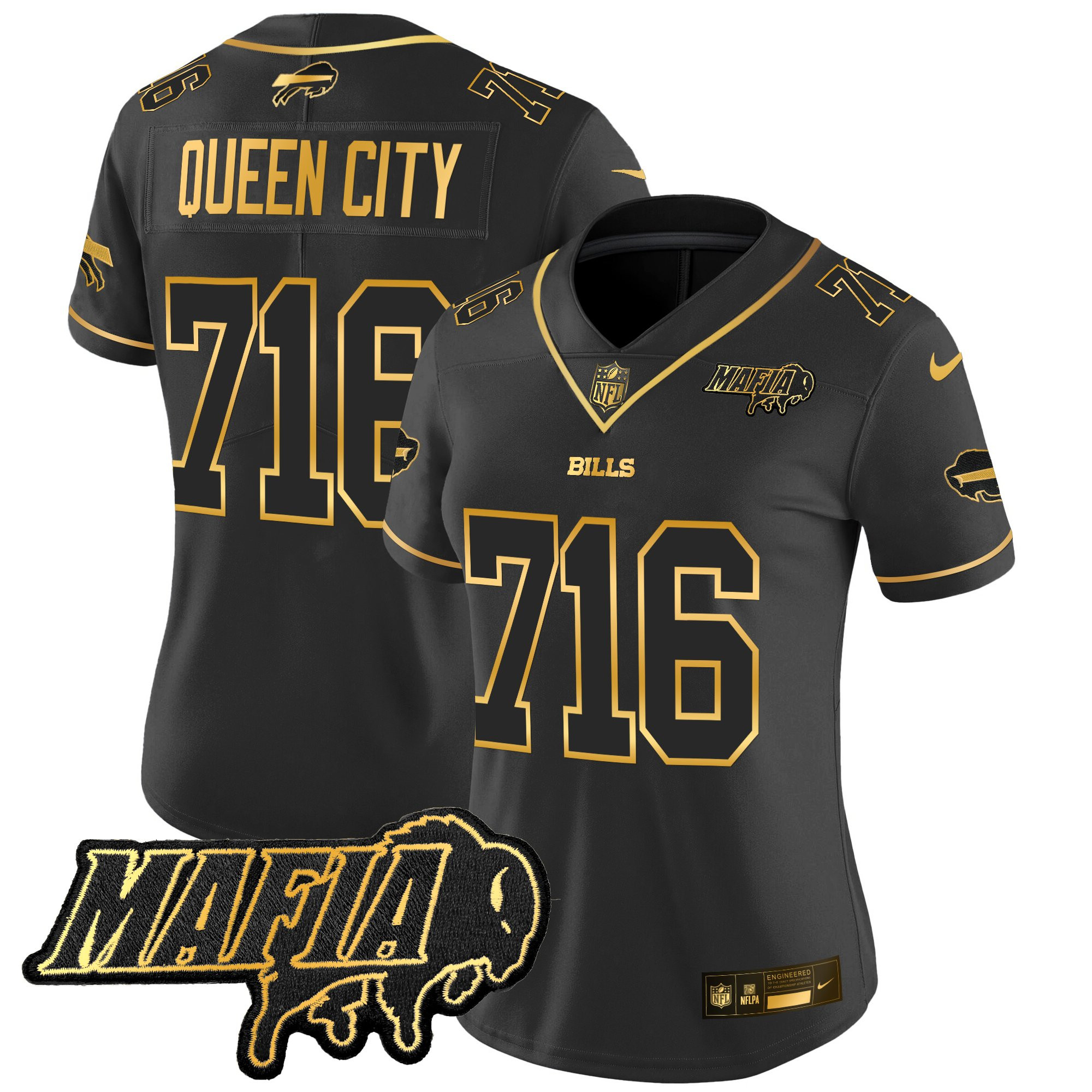 Women's Buffalo Bills 2025 Bills Mafia Patch Gold Vapor Limited Jersey - All Stitched