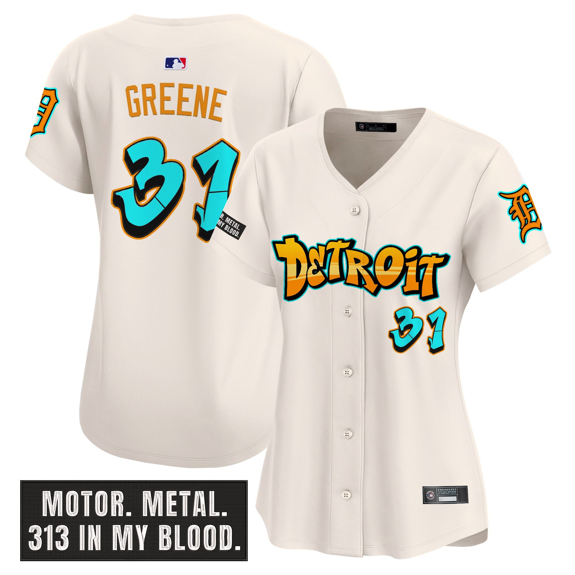 Women's Detroit Tigers 'Graffiti Motor City Edition' Vapor Premier Limited Jersey - All Stitched