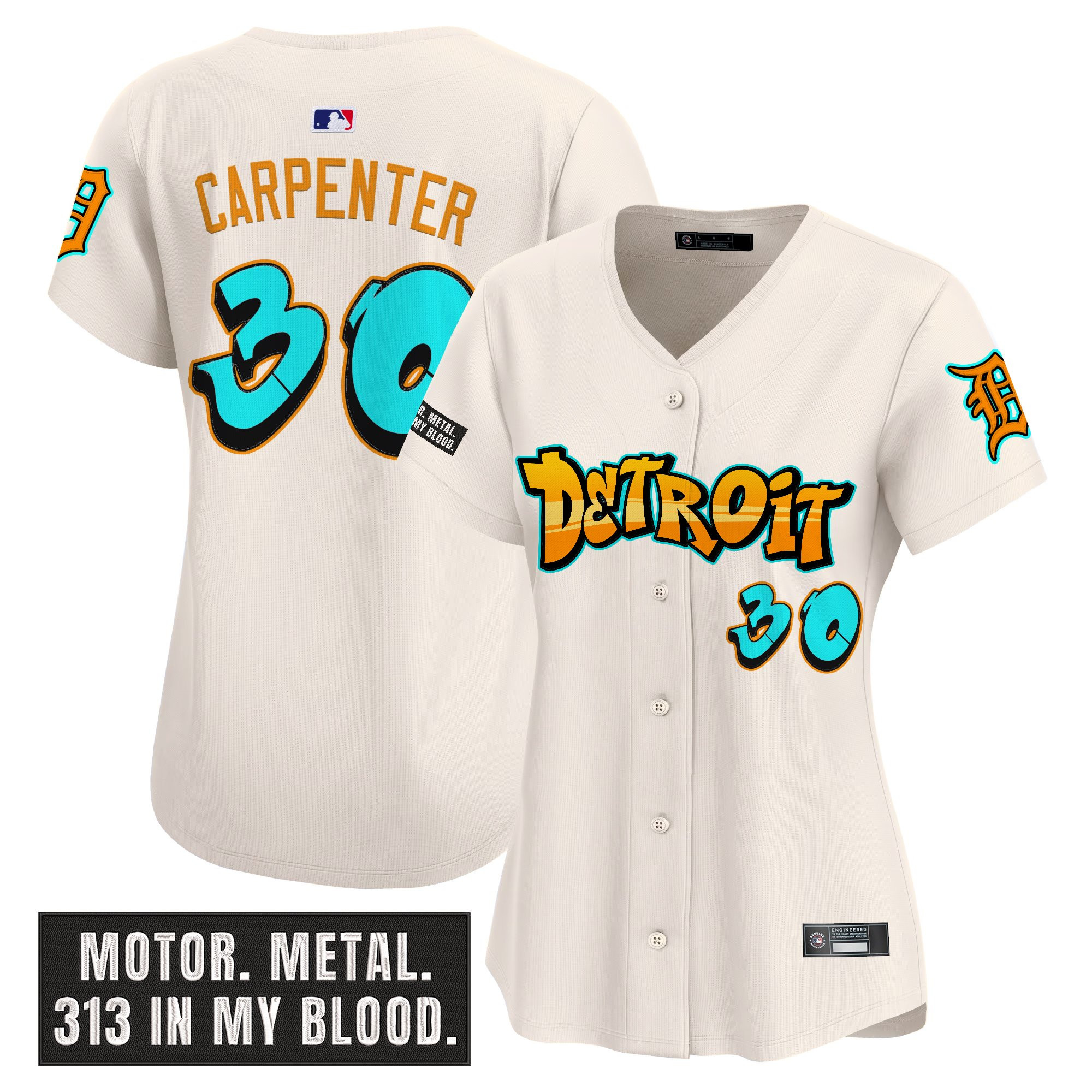 Women's Detroit Tigers 'Graffiti Motor City Edition' Vapor Premier Limited Jersey - All Stitched