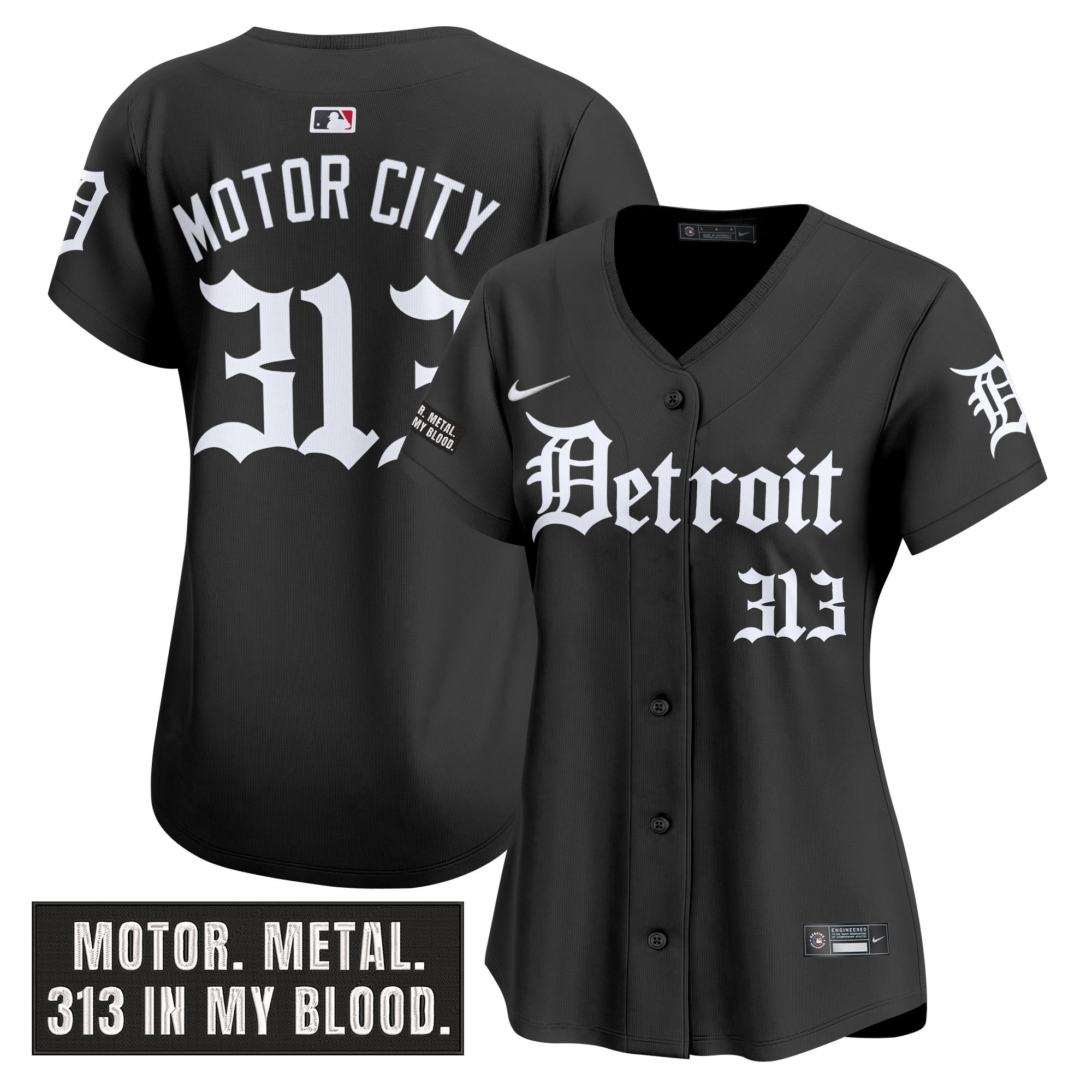 Women's Detroit Tigers 'Motor Gothic Edition' Vapor Premier Limited Jersey - All Stitched