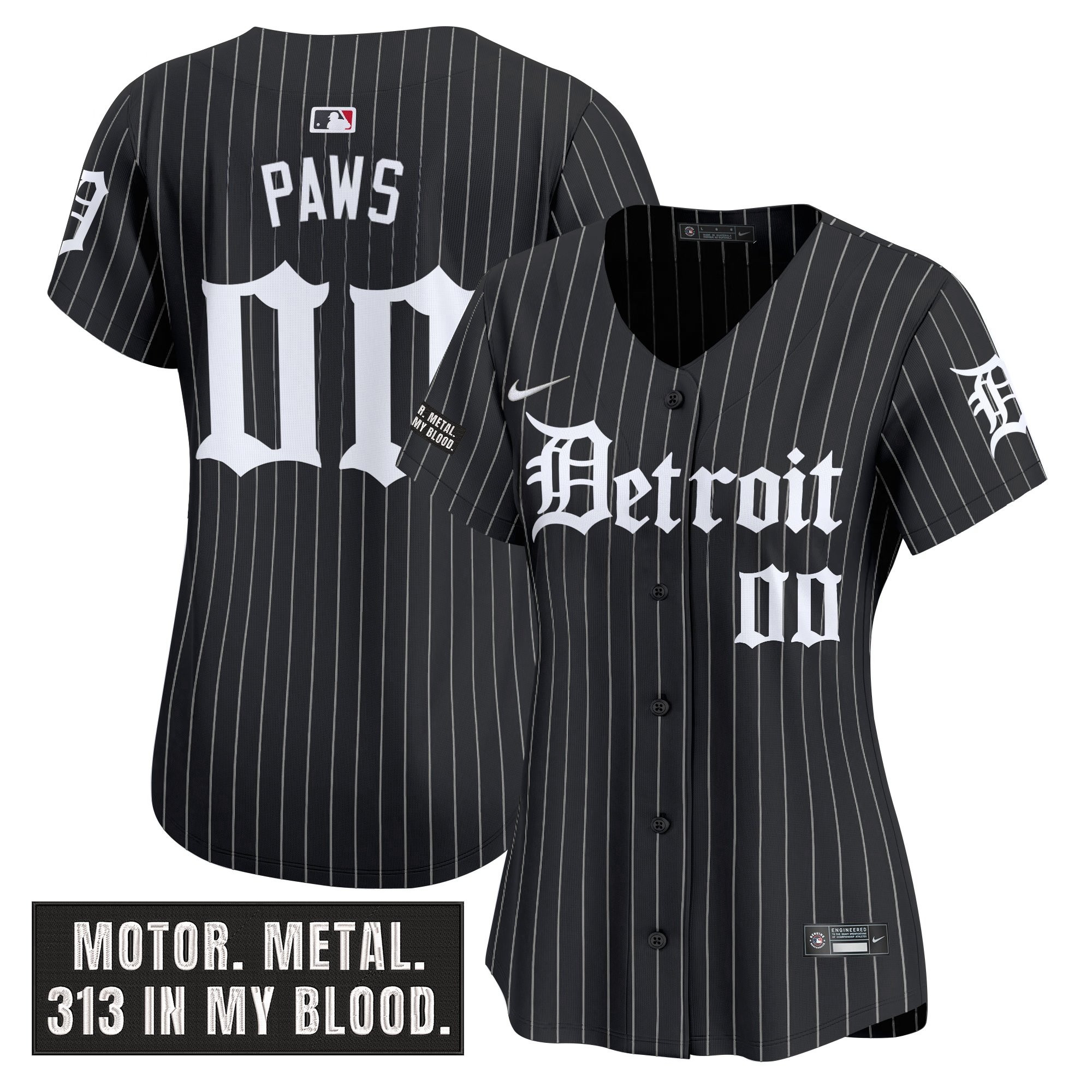 Women's Detroit Tigers 'Motor Gothic Edition' Vapor Premier Limited Jersey - All Stitched