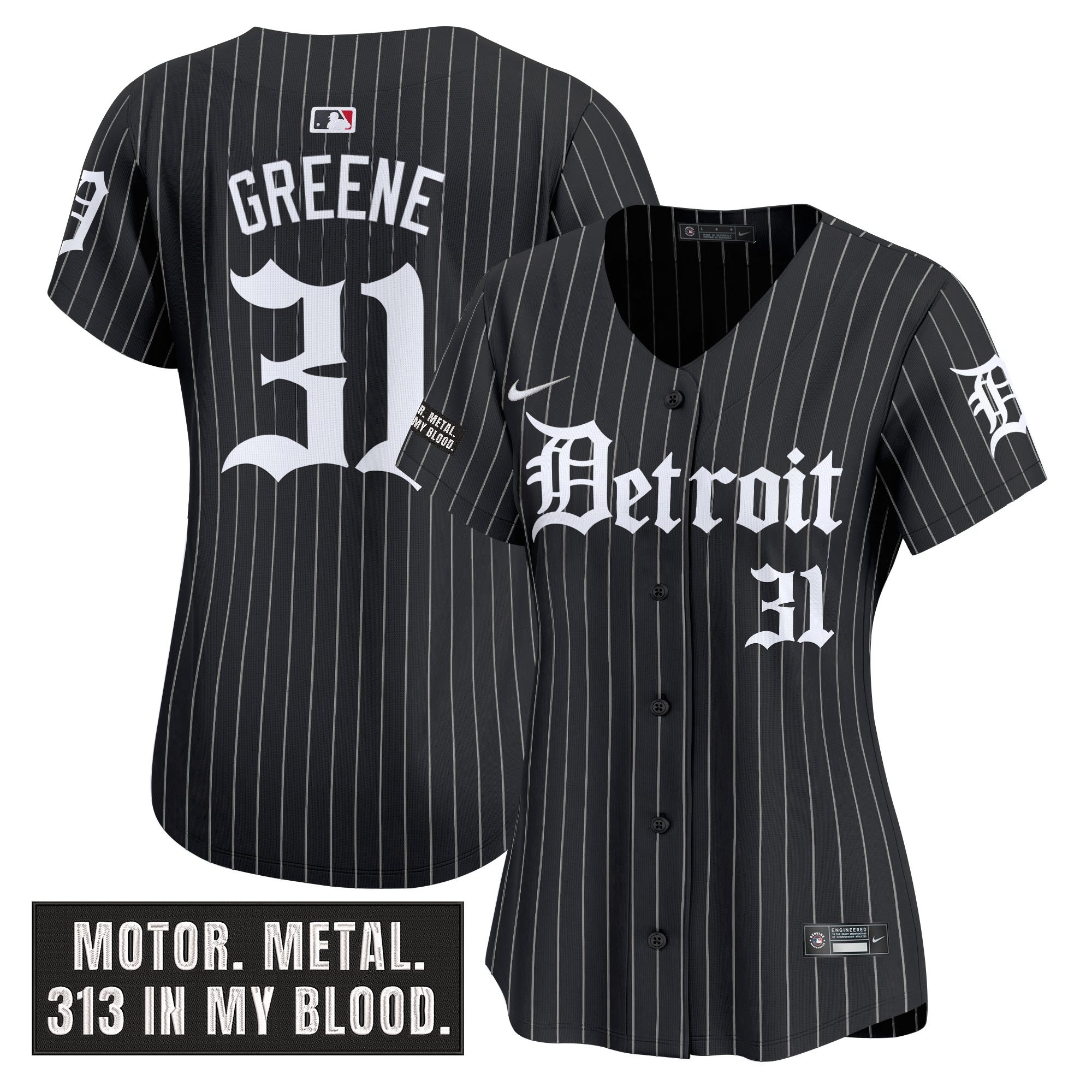 Women's Detroit Tigers 'Motor Gothic Edition' Vapor Premier Limited Jersey - All Stitched