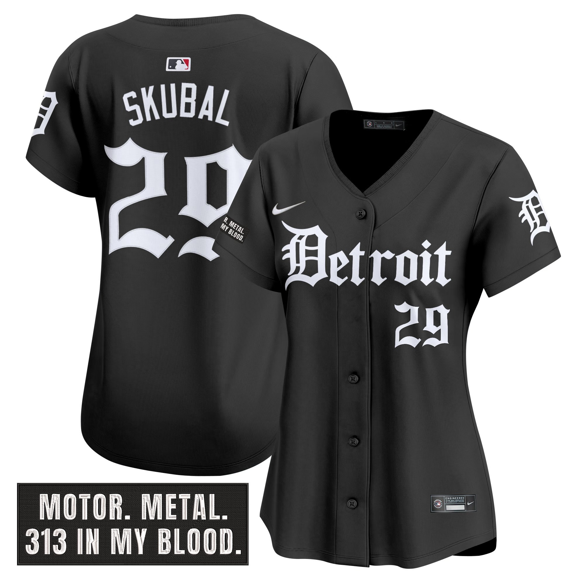 Women's Detroit Tigers 'Motor Gothic Edition' Vapor Premier Limited Jersey - All Stitched