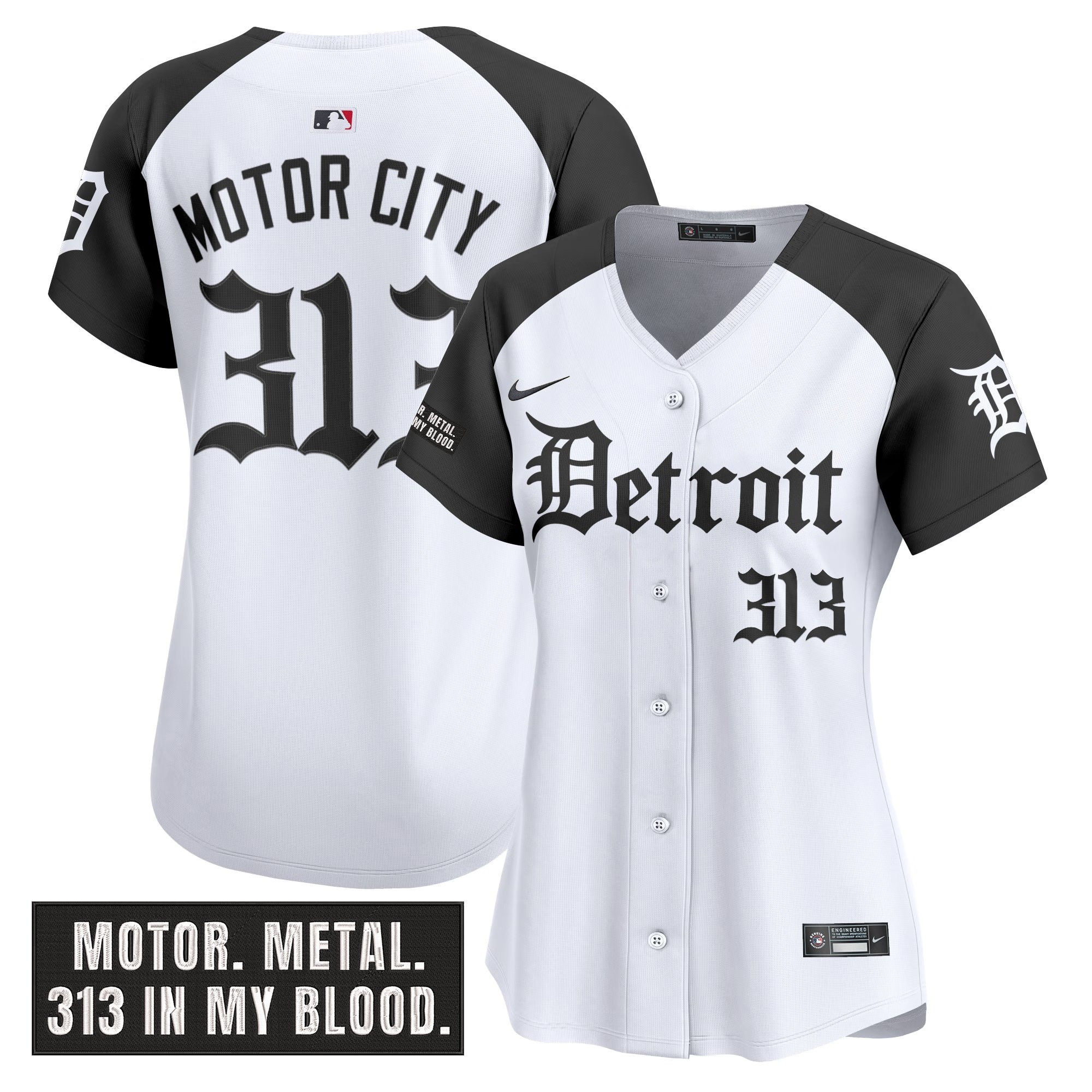 Women's Detroit Tigers 'Motor Gothic Edition' Vapor Premier Limited Jersey - All Stitched