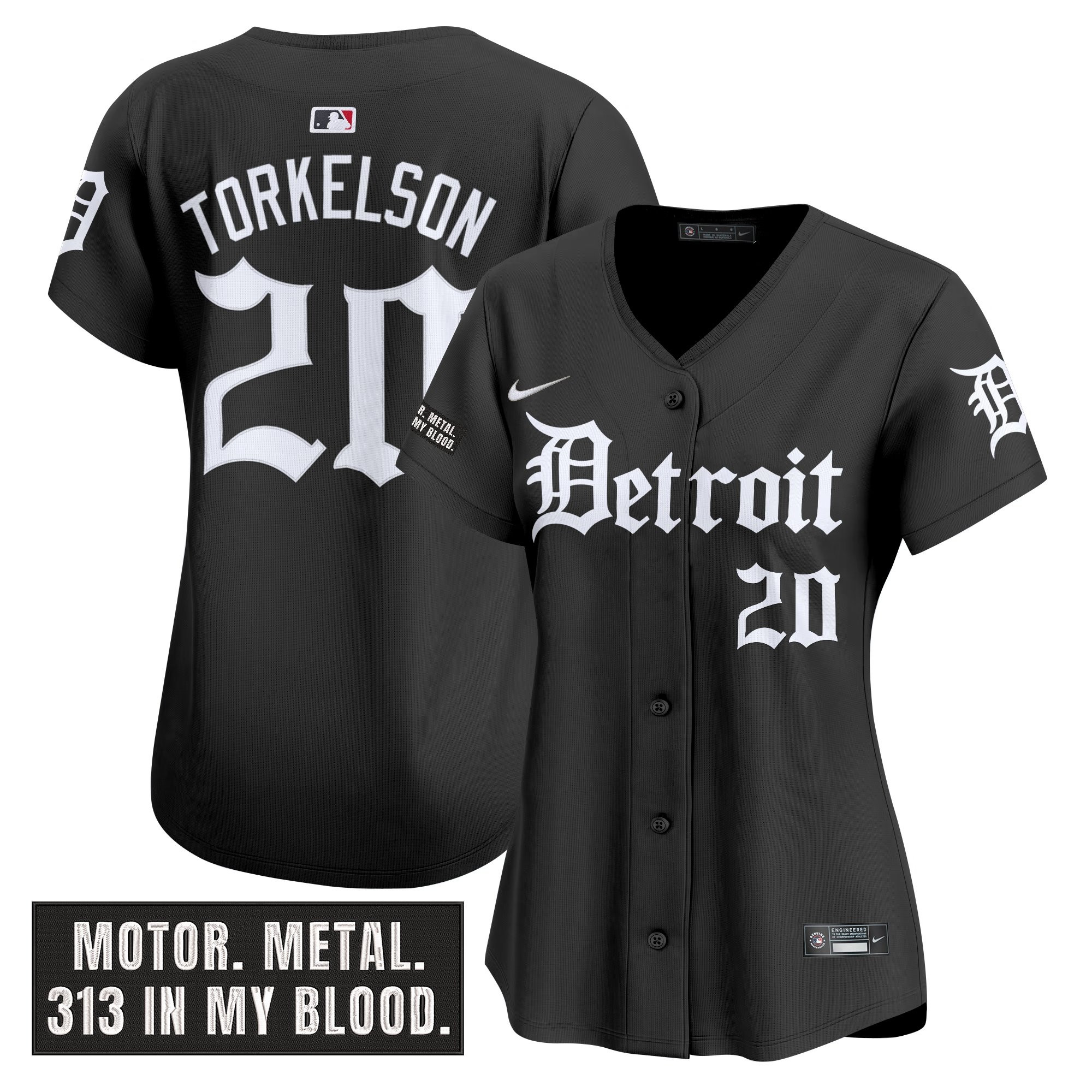 Women's Detroit Tigers 'Motor Gothic Edition' Vapor Premier Limited Jersey - All Stitched