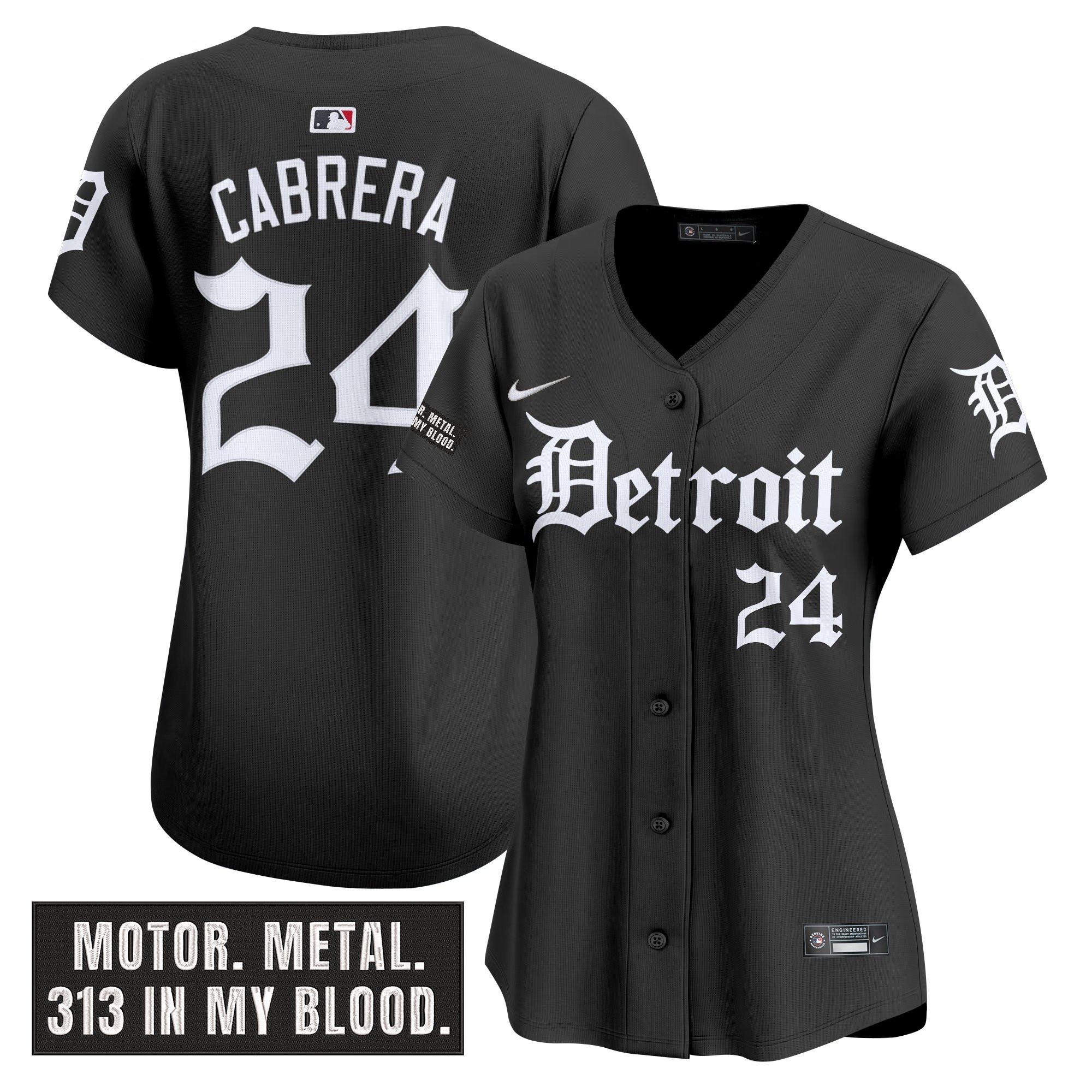 Women's Detroit Tigers 'Motor Gothic Edition' Vapor Premier Limited Jersey - All Stitched