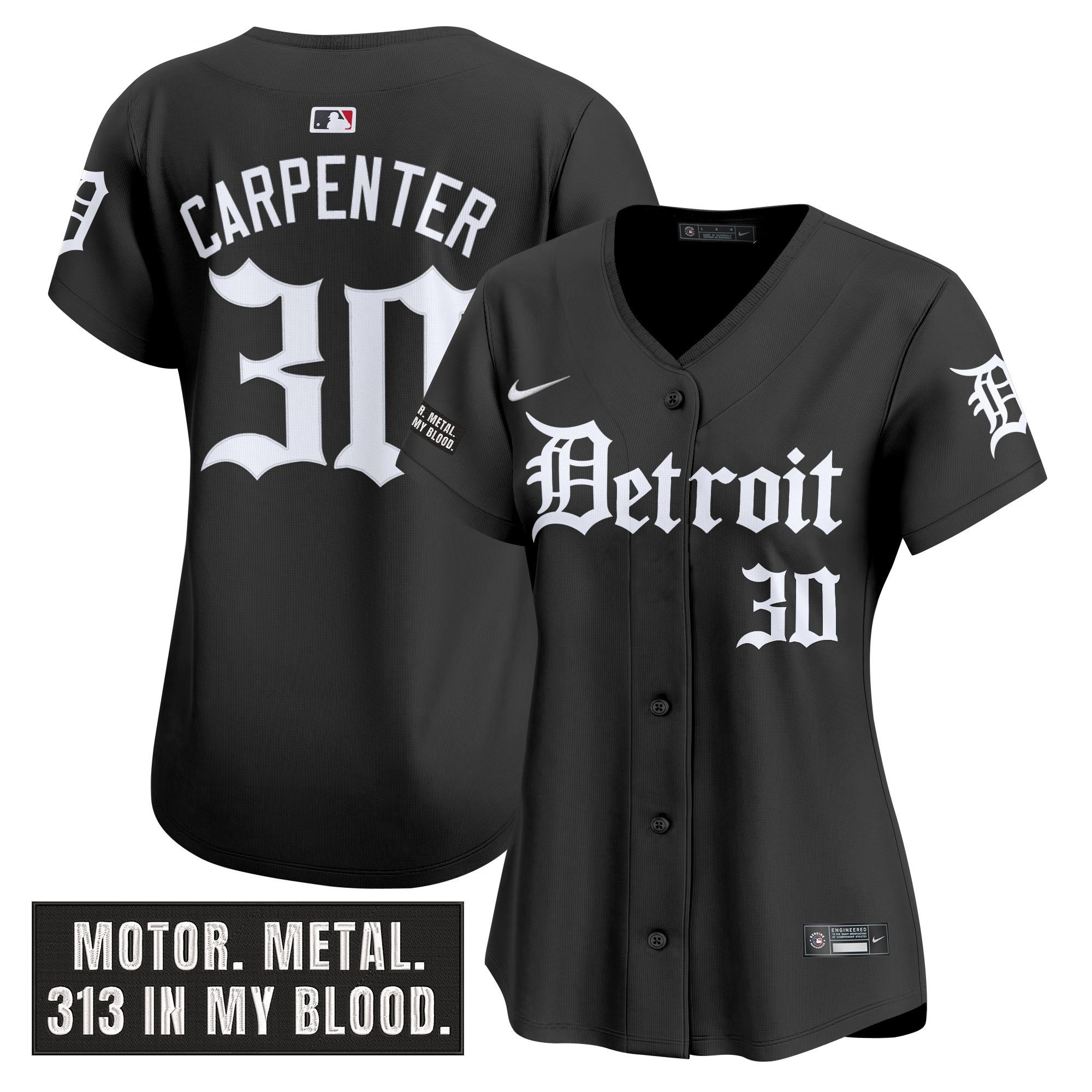 Women's Detroit Tigers 'Motor Gothic Edition' Vapor Premier Limited Jersey - All Stitched