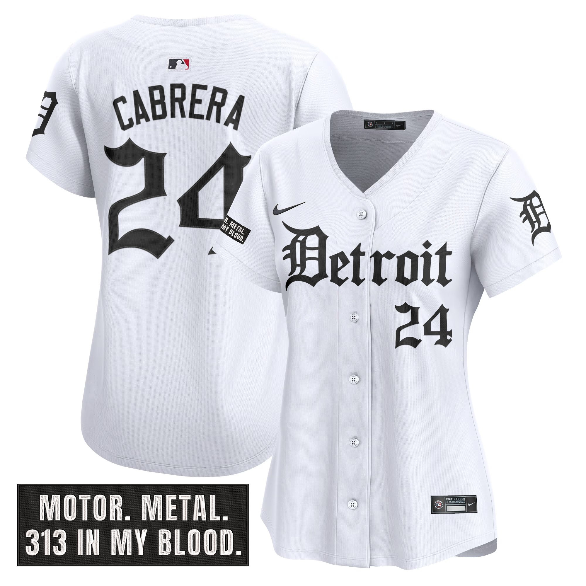 Women's Detroit Tigers 'Motor Gothic Edition' Vapor Premier Limited Jersey - All Stitched