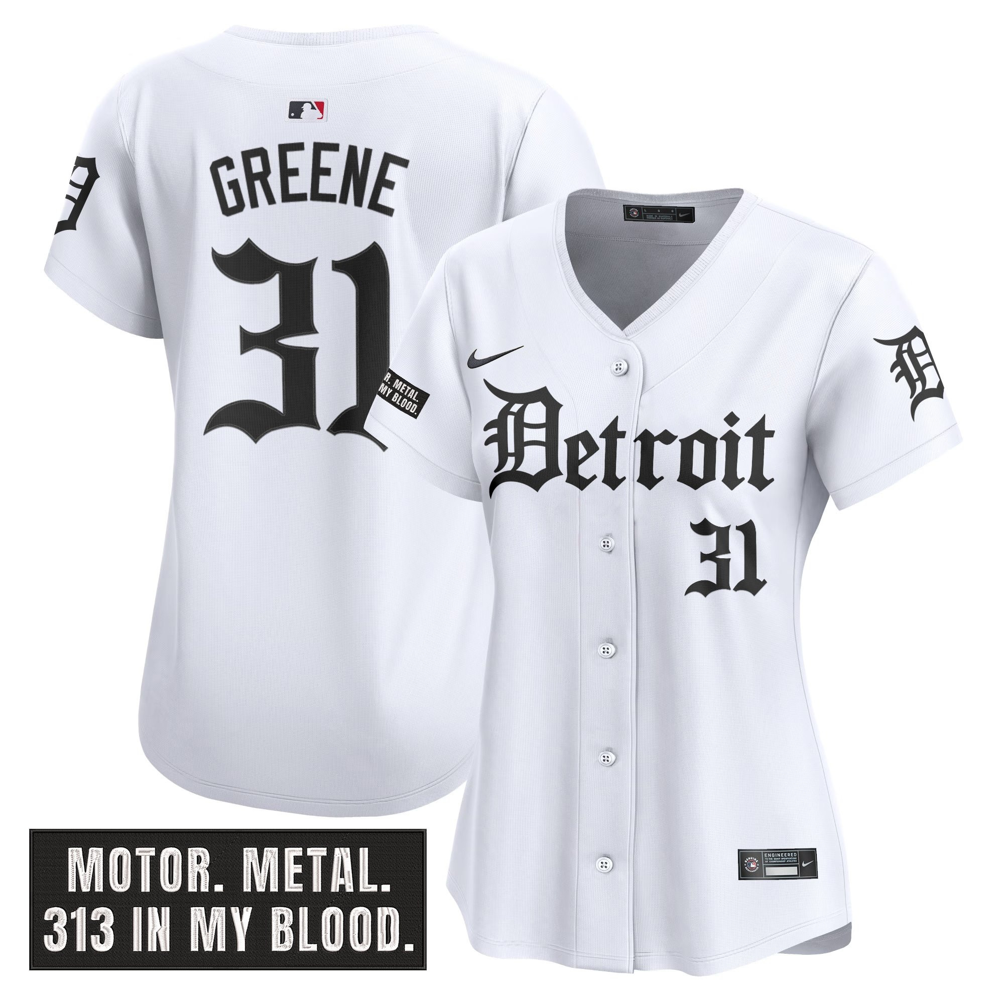 Women's Detroit Tigers 'Motor Gothic Edition' Vapor Premier Limited Jersey - All Stitched