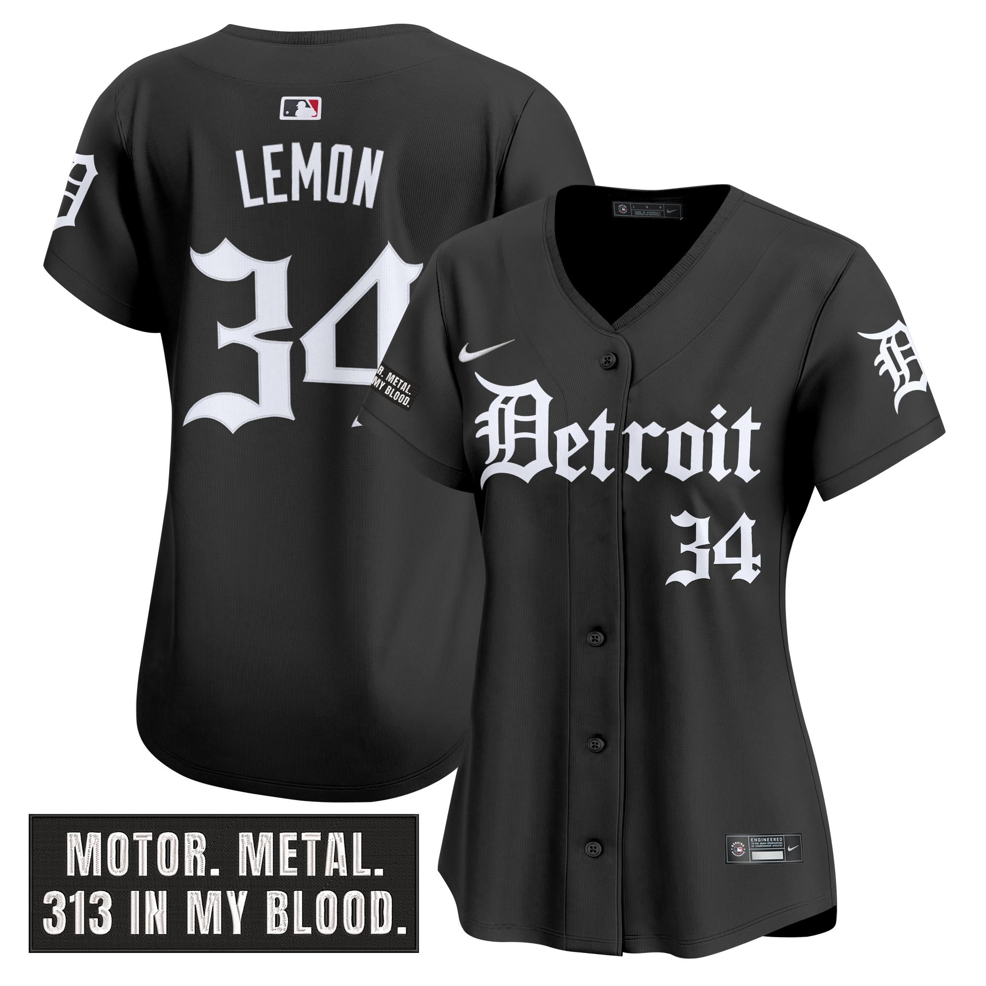 Women's Detroit Tigers 'Motor Gothic Edition' Vapor Premier Limited Jersey - All Stitched