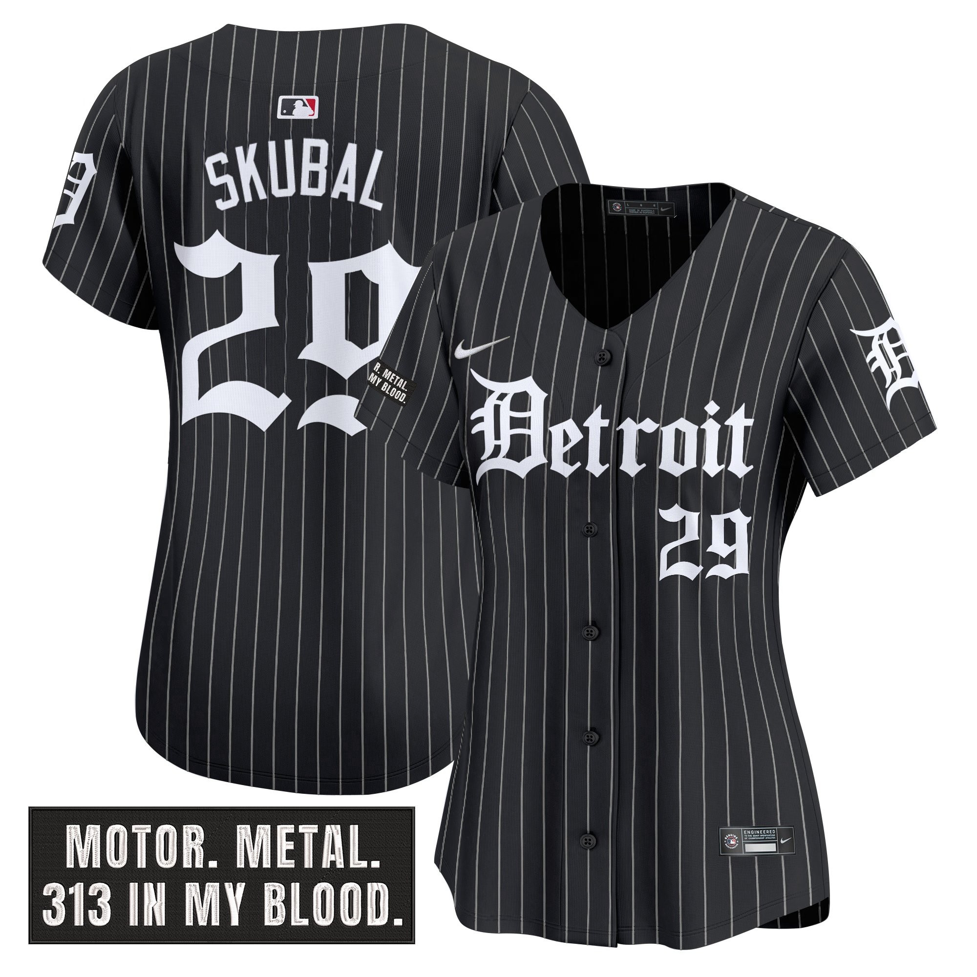 Women's Detroit Tigers 'Motor Gothic Edition' Vapor Premier Limited Jersey - All Stitched