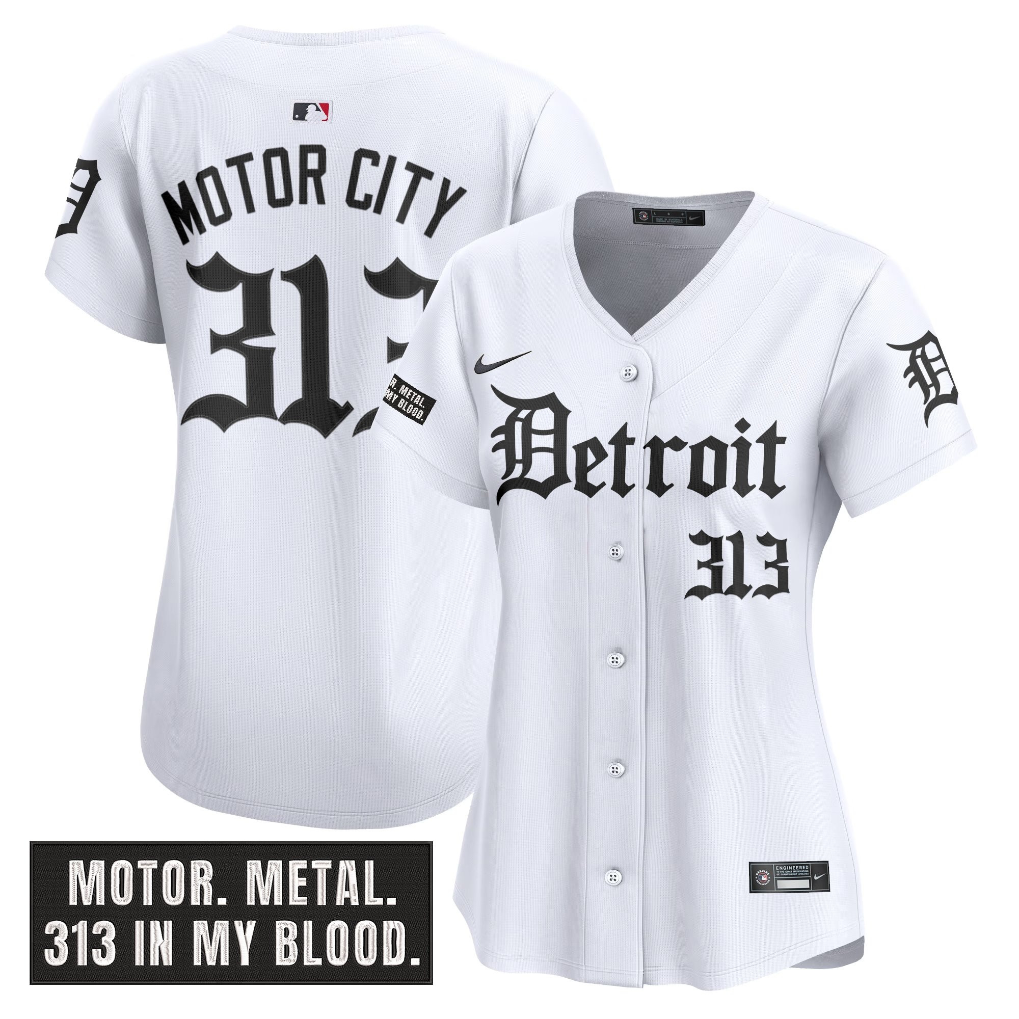 Women's Detroit Tigers 'Motor Gothic Edition' Vapor Premier Limited Jersey - All Stitched