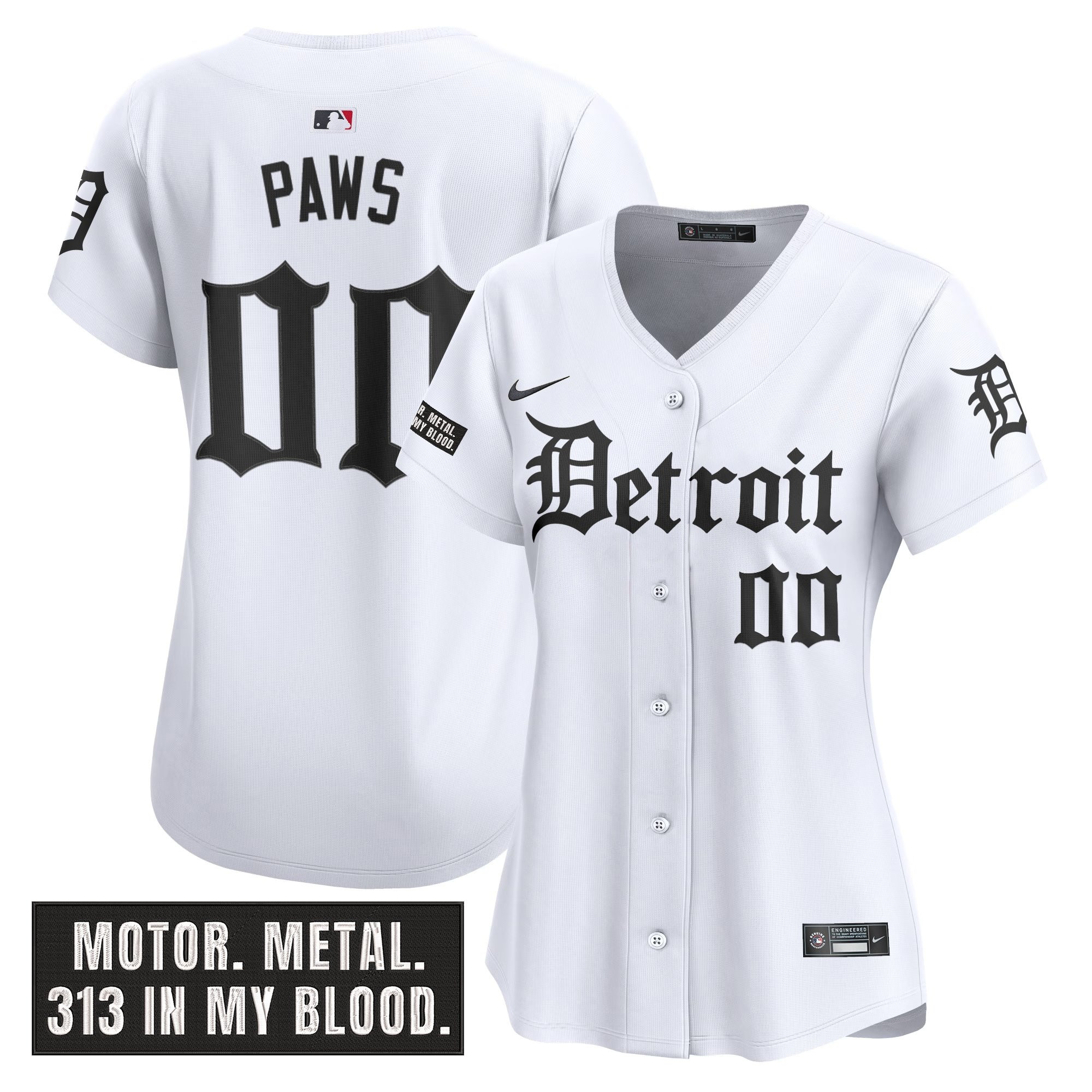 Women's Detroit Tigers 'Motor Gothic Edition' Vapor Premier Limited Jersey - All Stitched