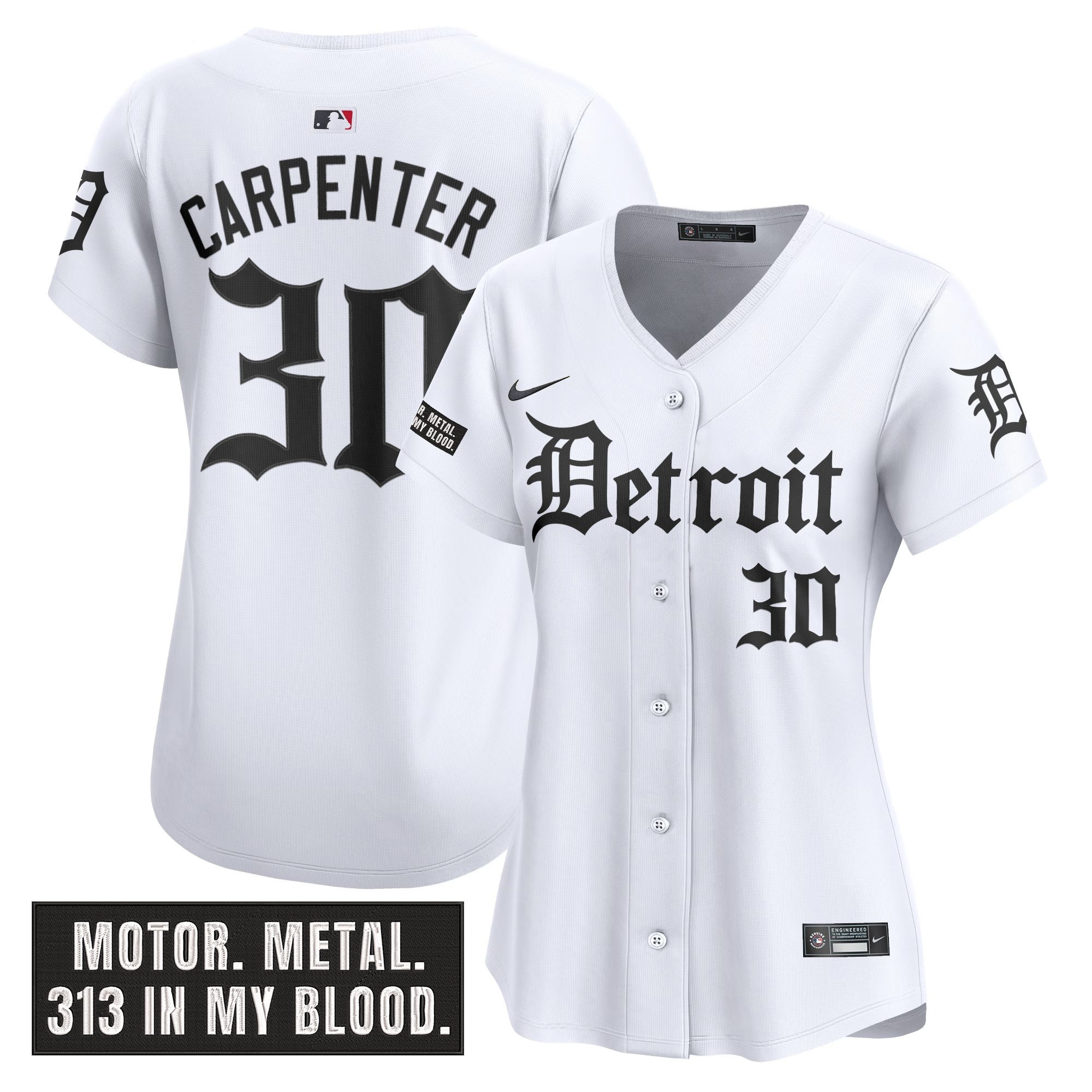 Women's Detroit Tigers 'Motor Gothic Edition' Vapor Premier Limited Jersey - All Stitched