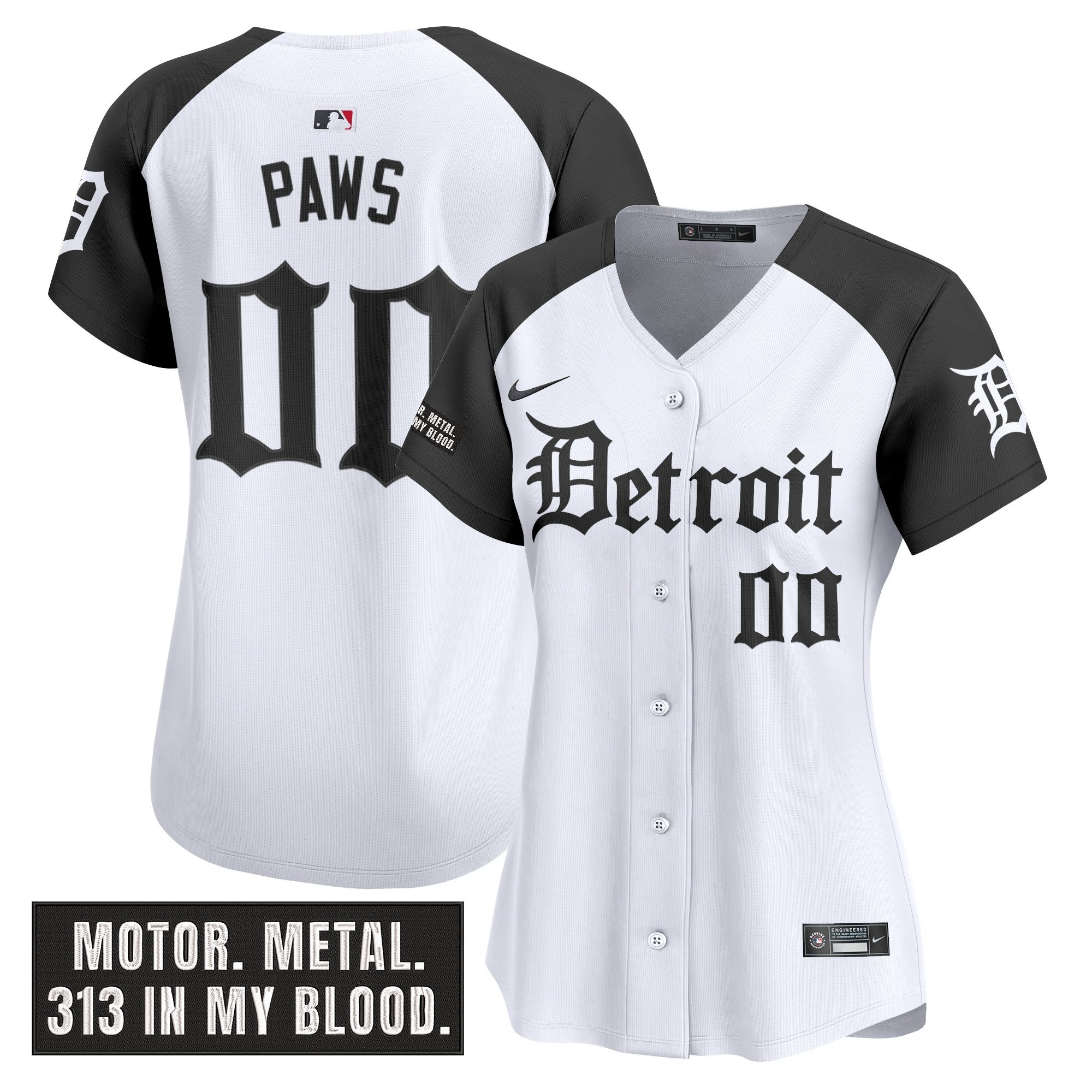 Women's Detroit Tigers 'Motor Gothic Edition' Vapor Premier Limited Jersey - All Stitched