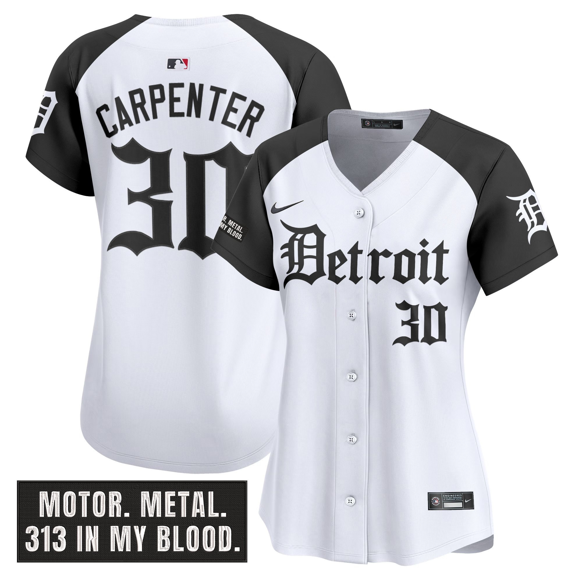 Women's Detroit Tigers 'Motor Gothic Edition' Vapor Premier Limited Jersey - All Stitched