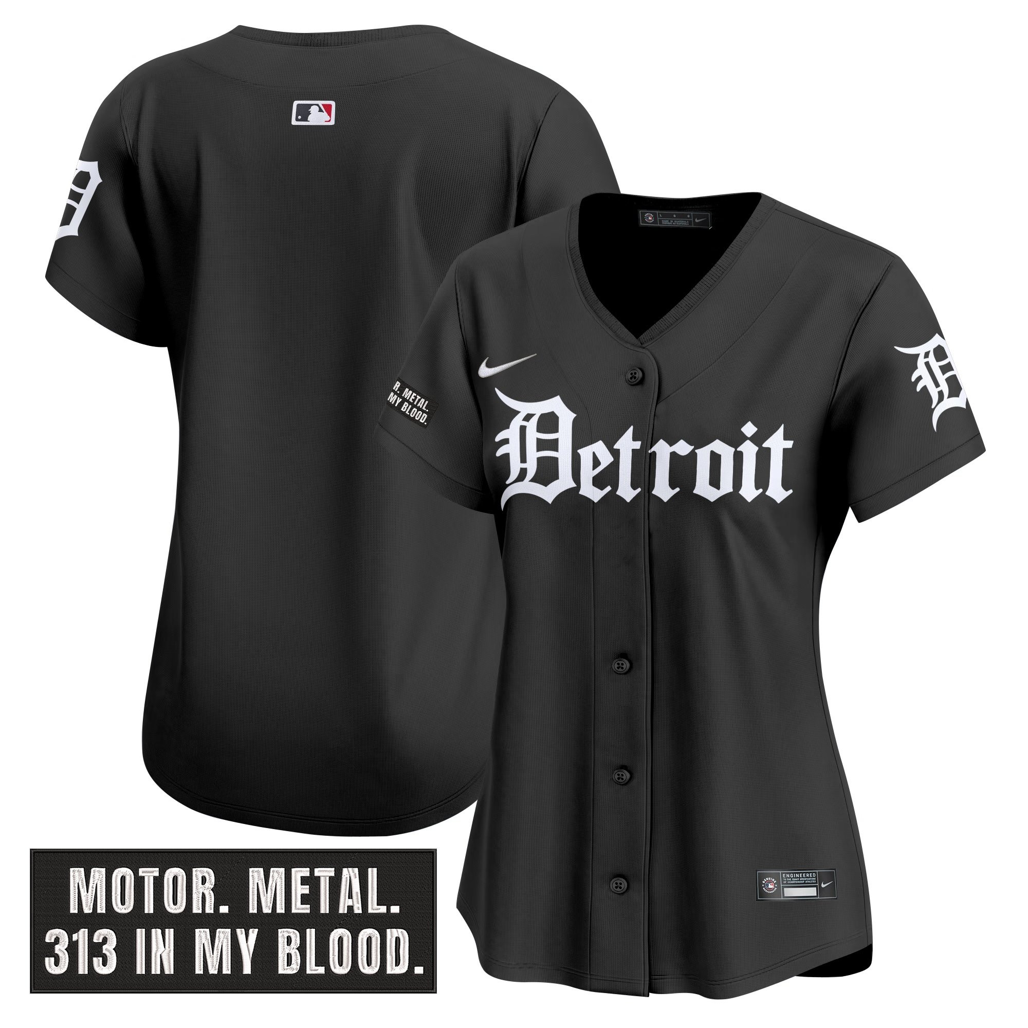 Women's Detroit Tigers 'Motor Gothic Edition' Vapor Premier Limited Jersey - All Stitched