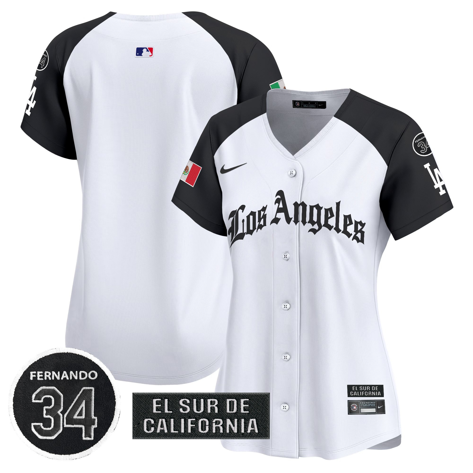 Women's Dodgers Mexico 2025 LA Gothic Style Vapor Premier Limited Jersey - All Stitched