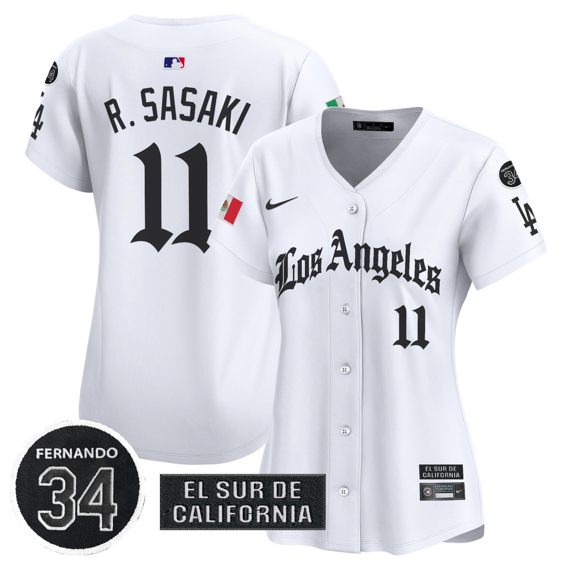 Women's Dodgers Mexico 2025 LA Gothic Style Vapor Premier Limited Jersey - All Stitched
