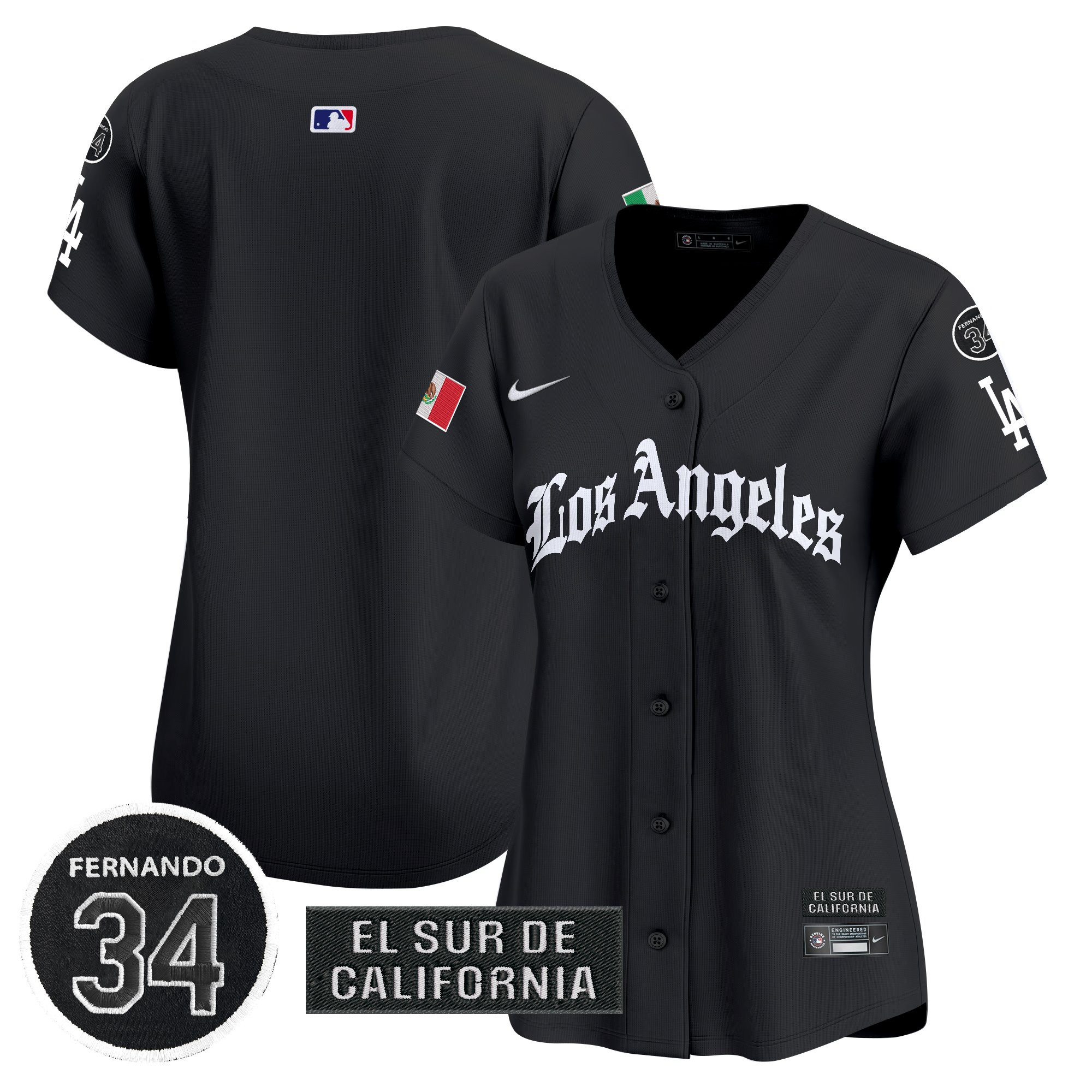 Women's Dodgers Mexico 2025 LA Gothic Style Vapor Premier Limited Jersey - All Stitched