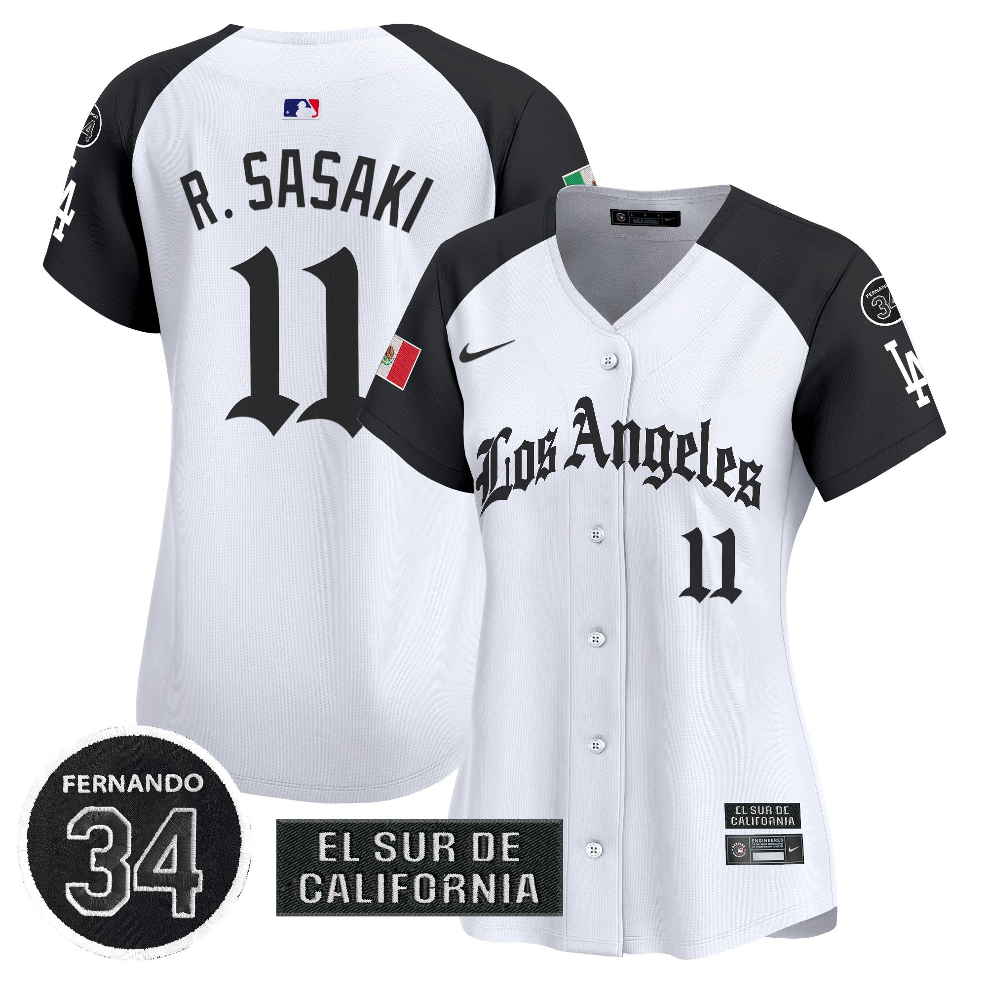 Women's Dodgers Mexico 2025 LA Gothic Style Vapor Premier Limited Jersey - All Stitched