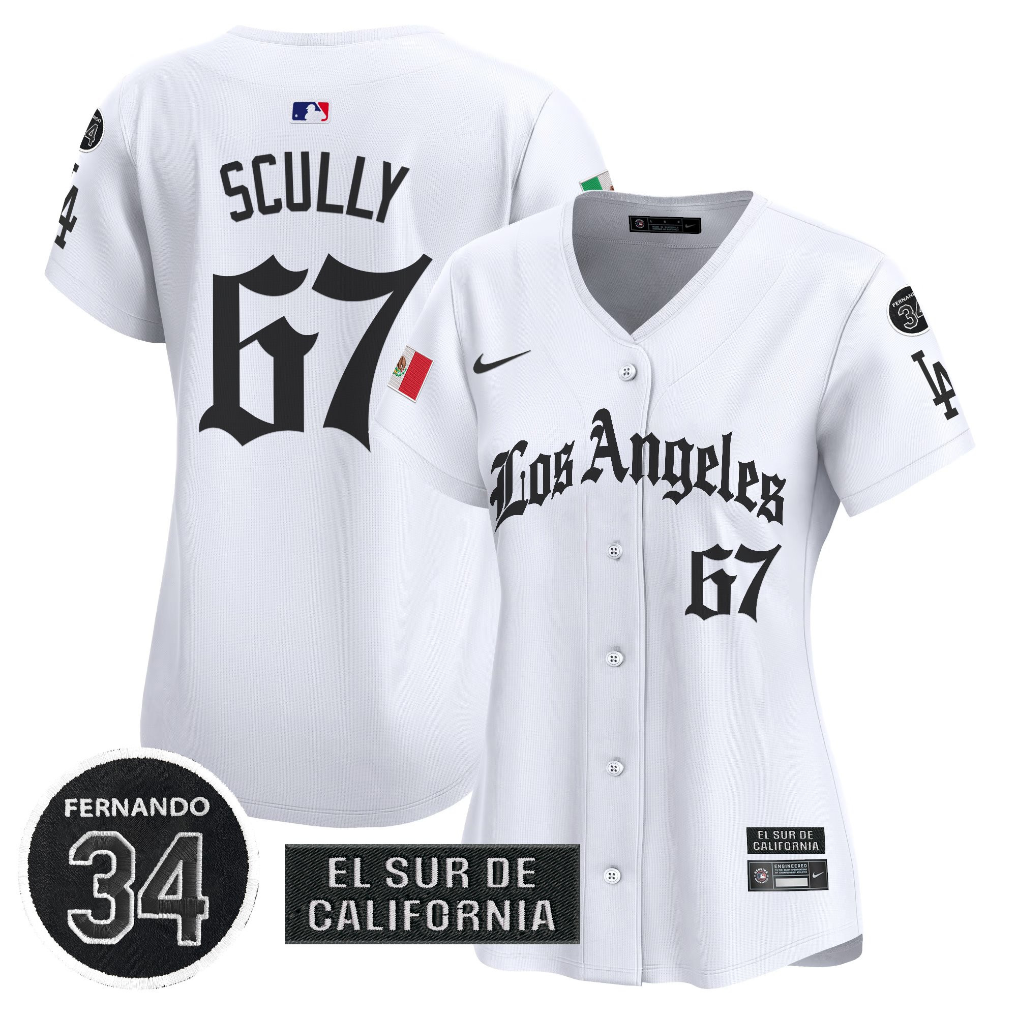 Women's Dodgers Mexico 2025 LA Gothic Style Vapor Premier Limited Jersey - All Stitched