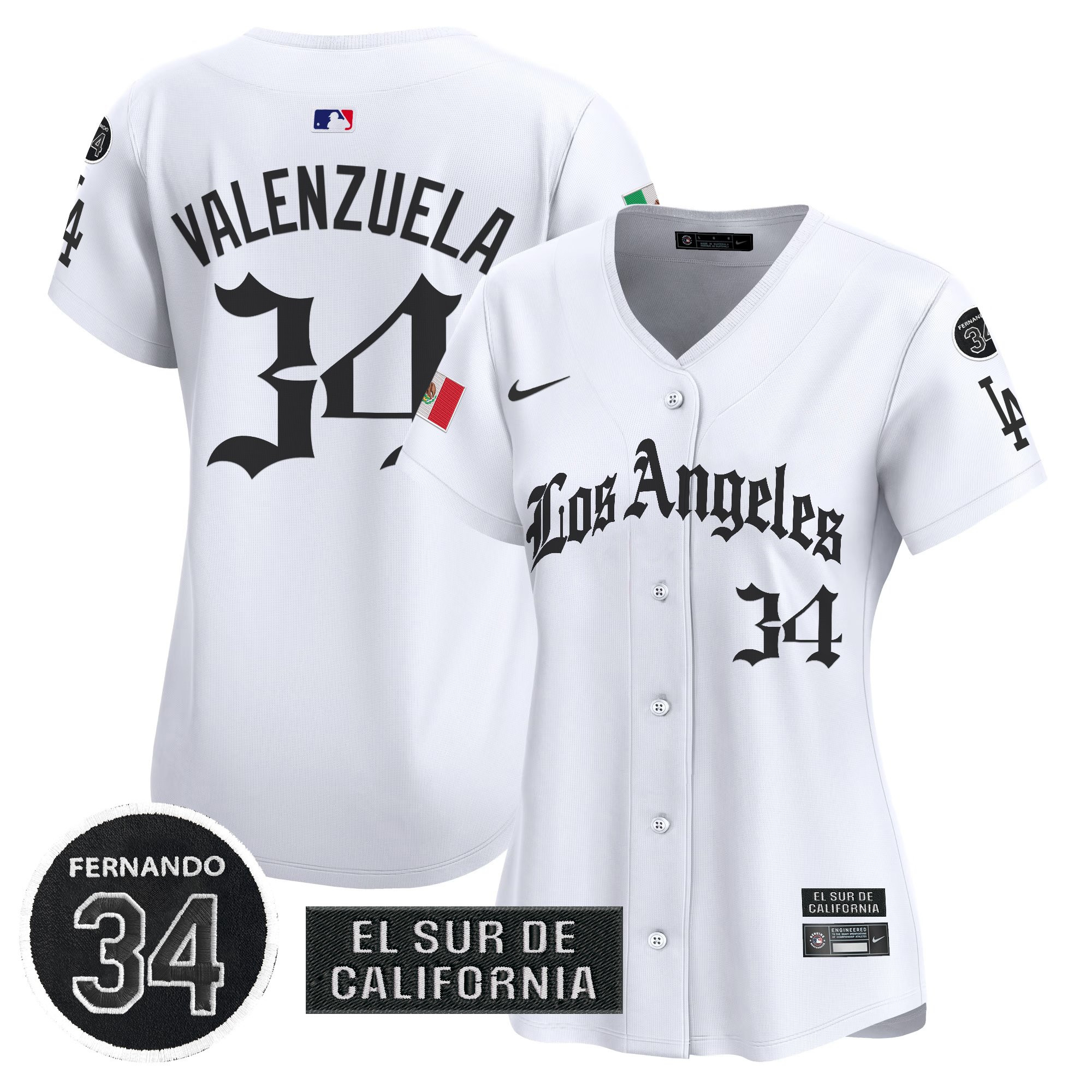 Women's Dodgers Mexico 2025 LA Gothic Style Vapor Premier Limited Jersey - All Stitched