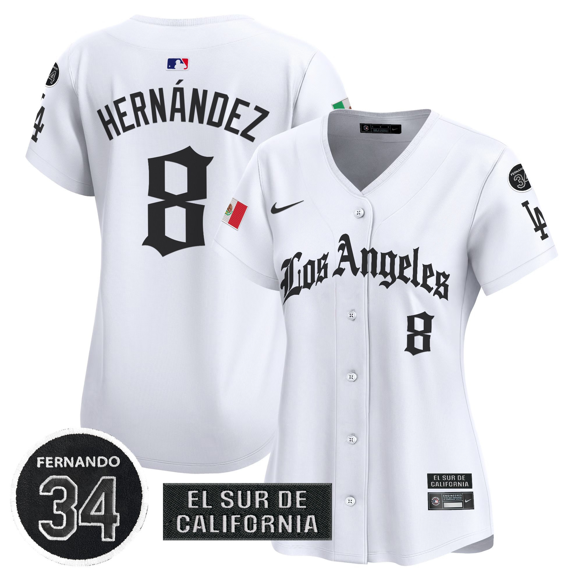 Women's Dodgers Mexico 2025 LA Gothic Style Vapor Premier Limited Jersey - All Stitched