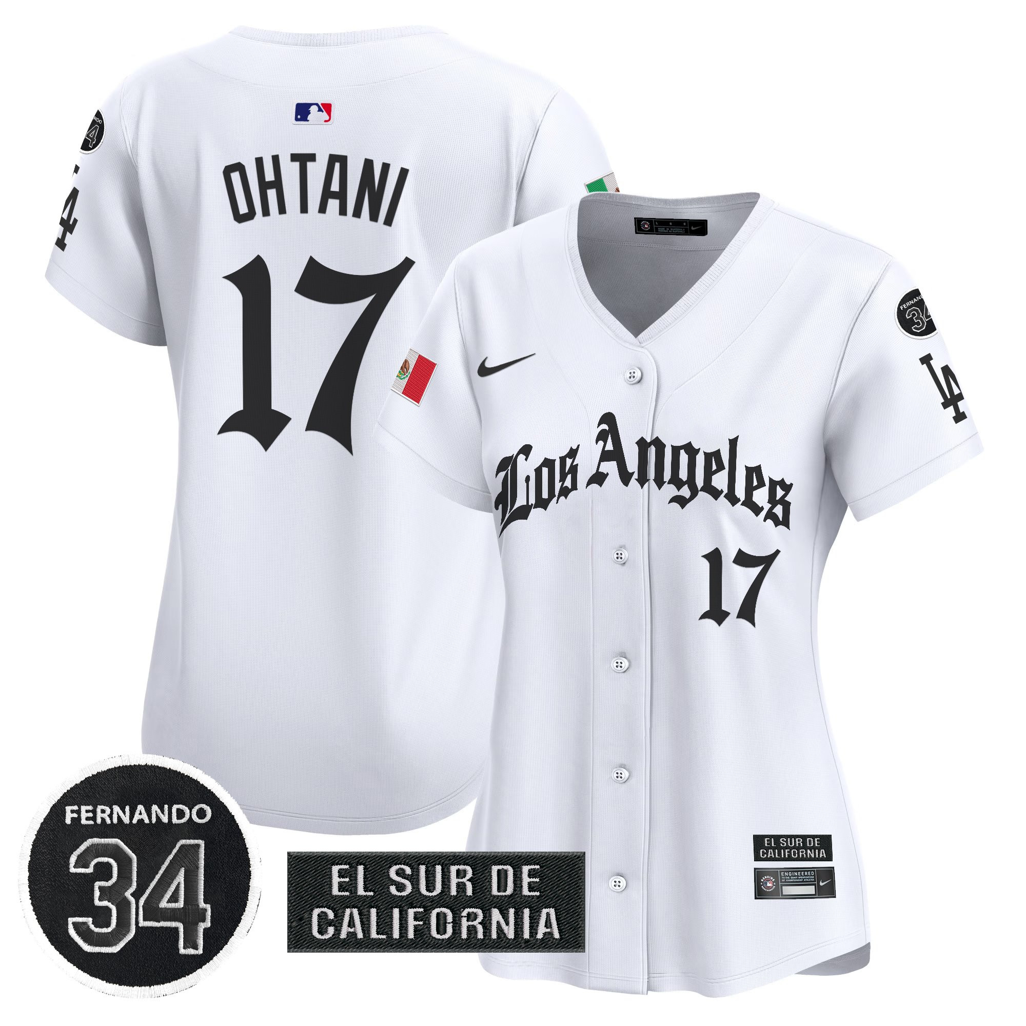 Women's Dodgers Mexico 2025 LA Gothic Style Vapor Premier Limited Jersey - All Stitched