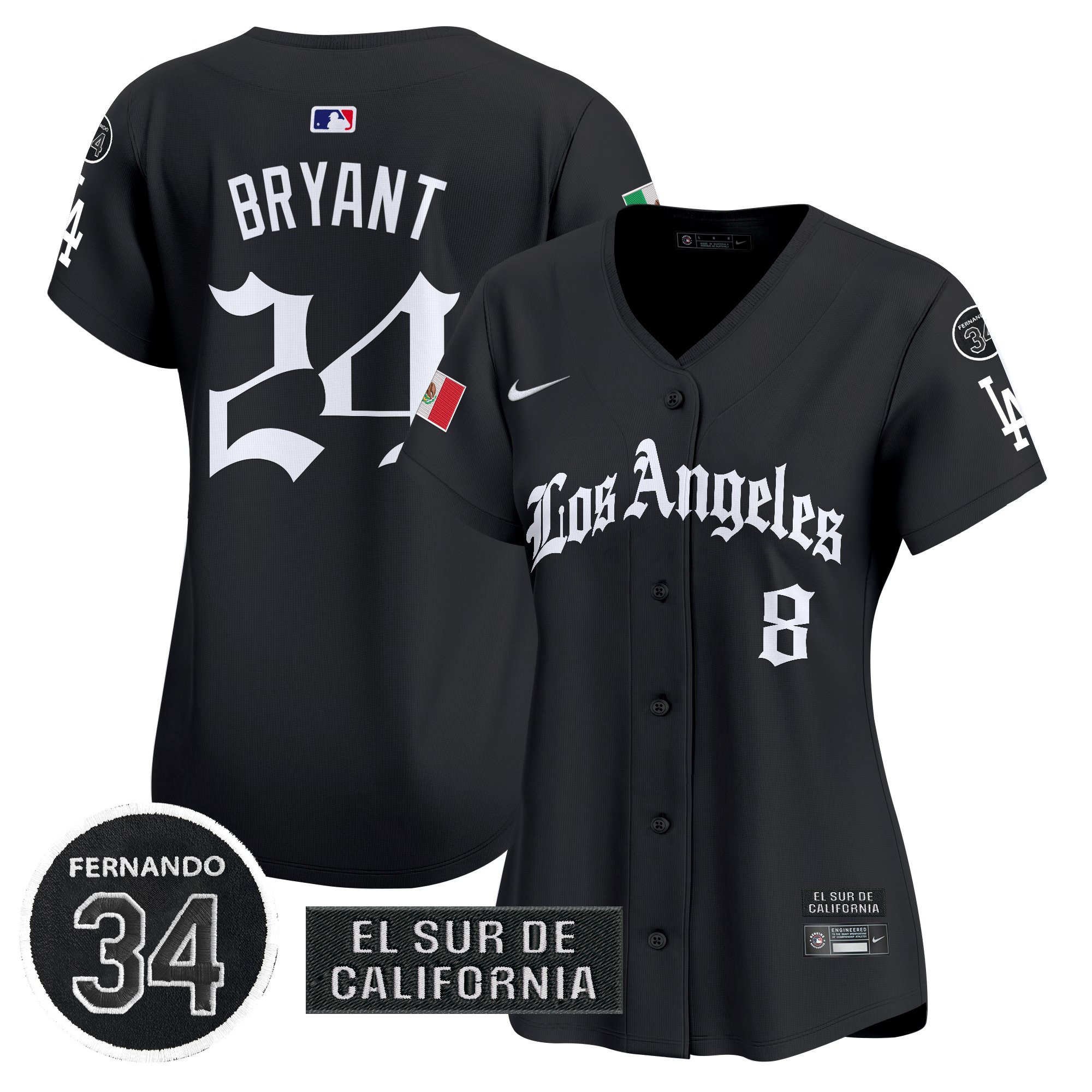 Women's Dodgers Mexico 2025 LA Gothic Style Vapor Premier Limited Jersey - All Stitched