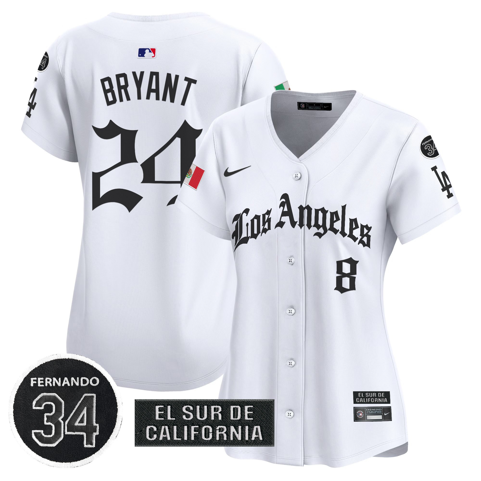 Women's Dodgers Mexico 2025 LA Gothic Style Vapor Premier Limited Jersey - All Stitched