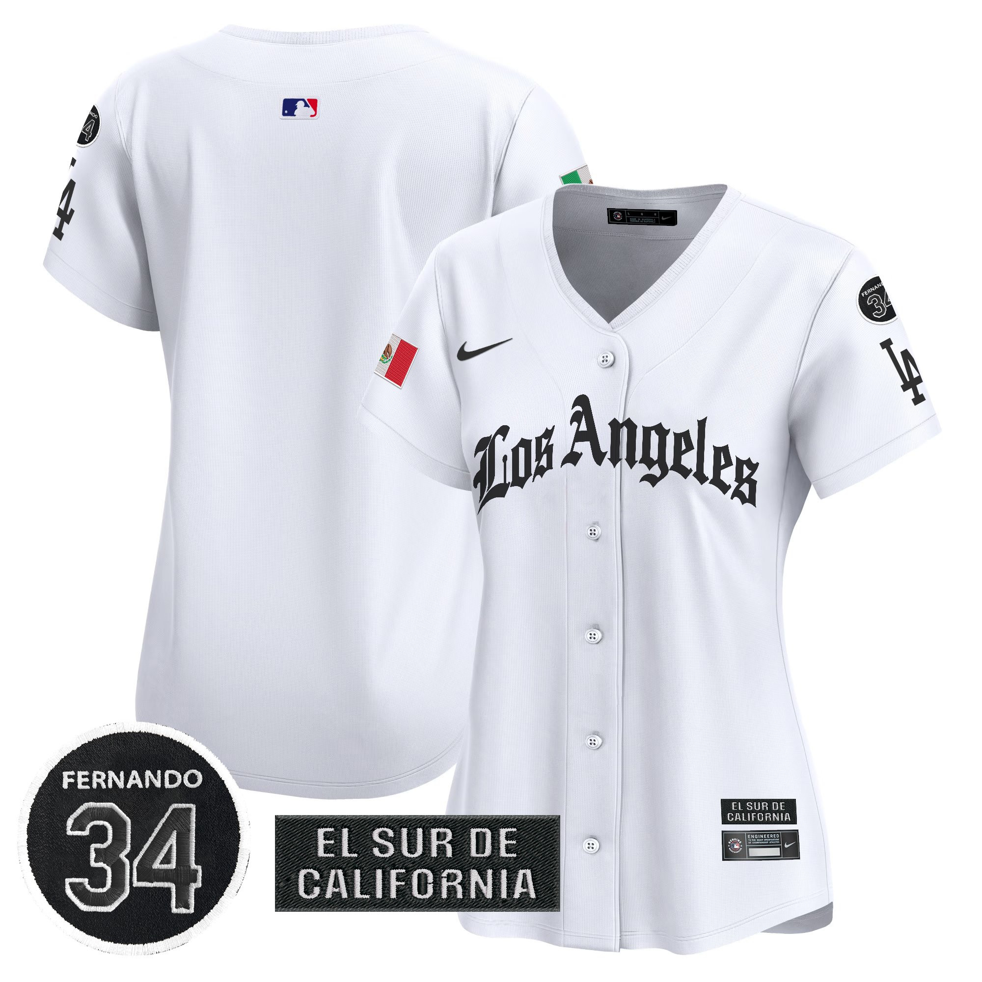 Women's Dodgers Mexico 2025 LA Gothic Style Vapor Premier Limited Jersey - All Stitched