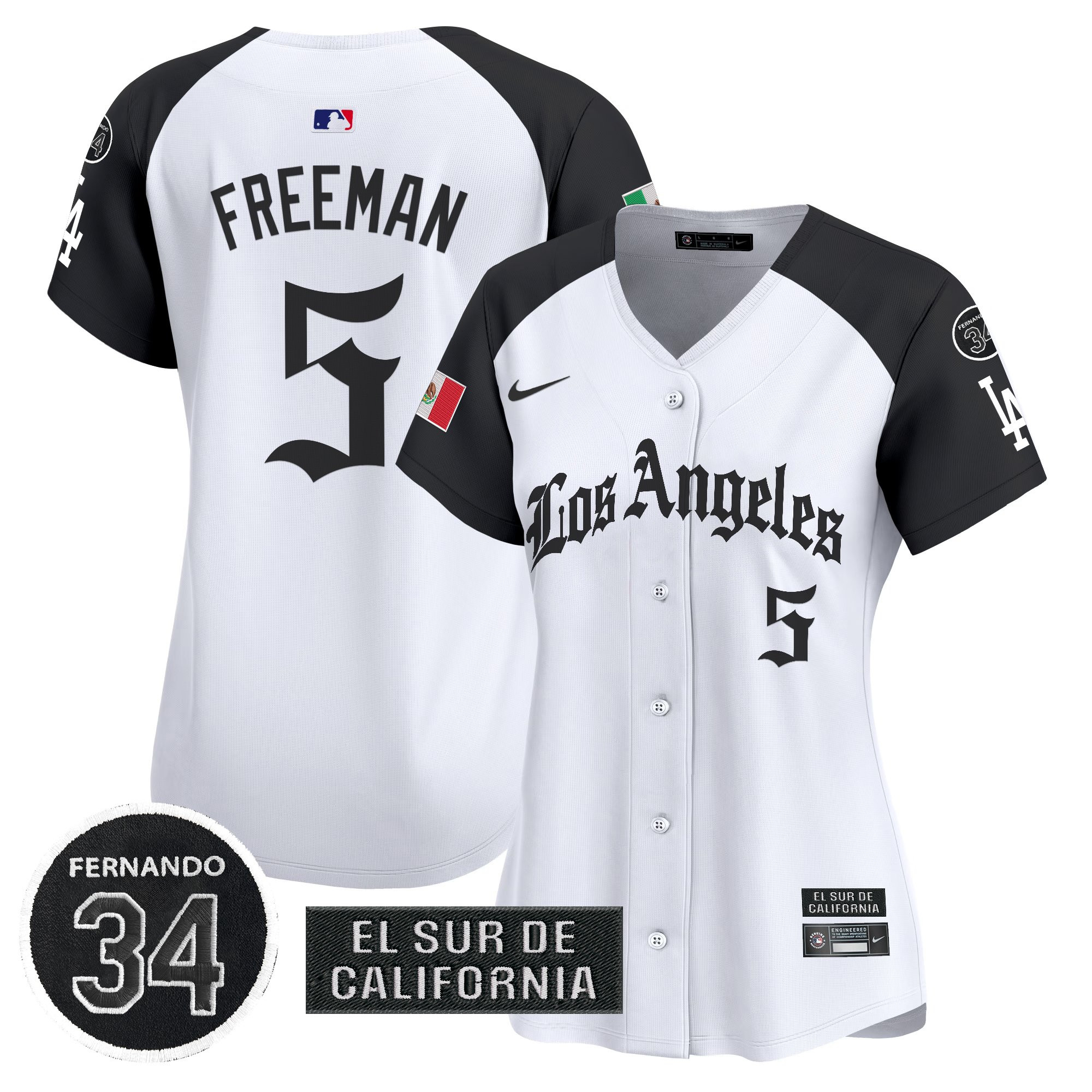 Women's Dodgers Mexico 2025 LA Gothic Style Vapor Premier Limited Jersey - All Stitched