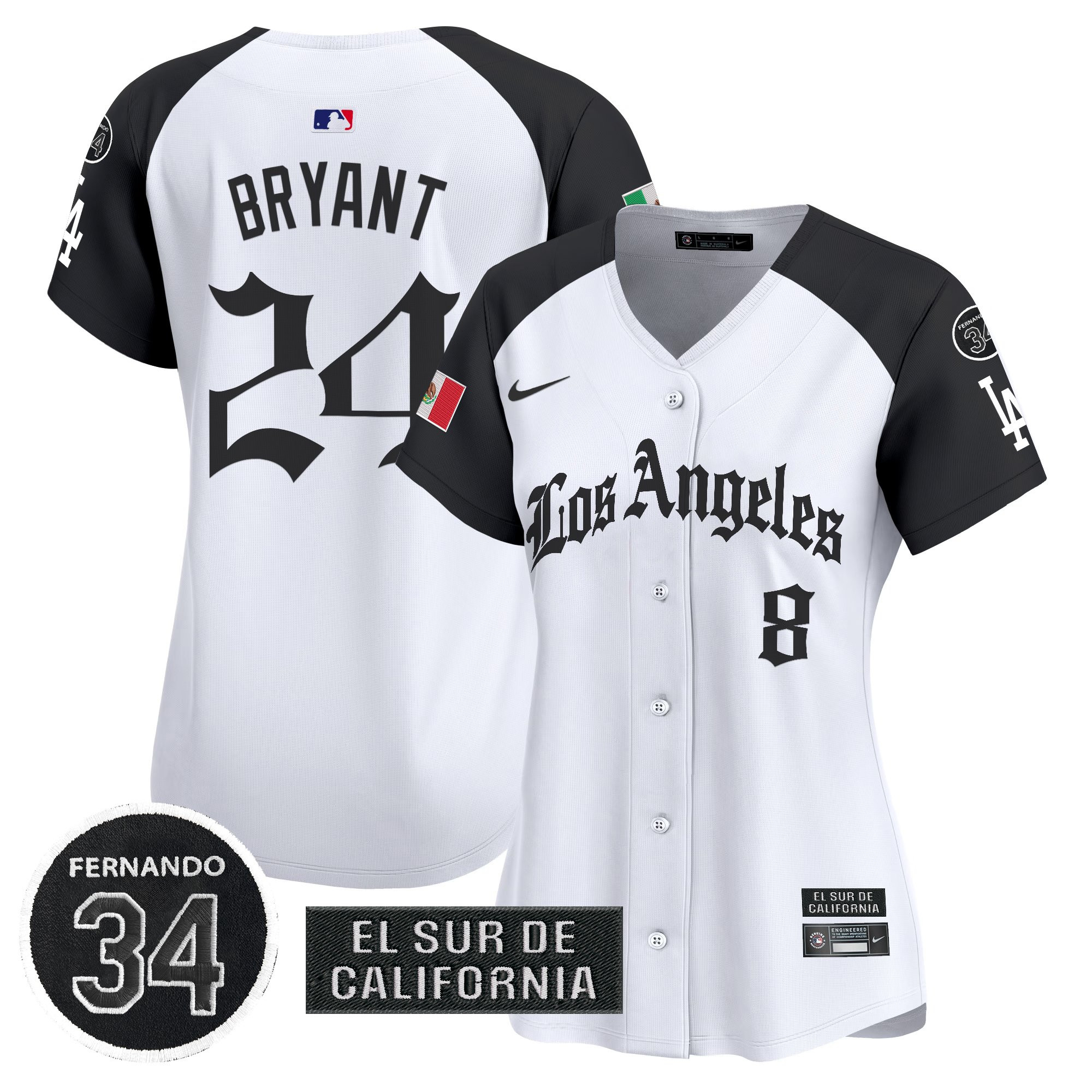 Women's Dodgers Mexico 2025 LA Gothic Style Vapor Premier Limited Jersey - All Stitched