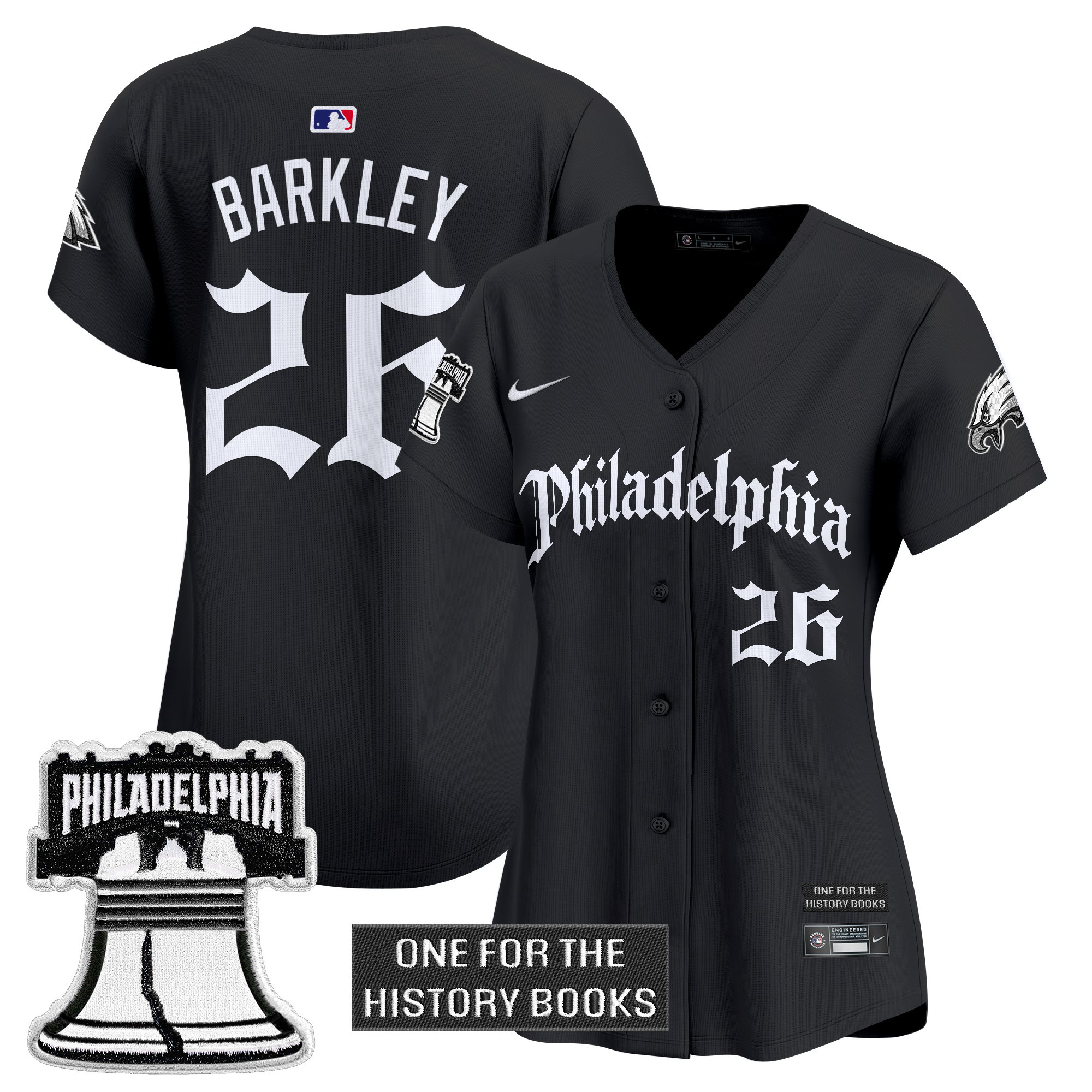 Women's Eagles 'Retro Newspaper Edition' Vapor Baseball Jersey - All Stitched