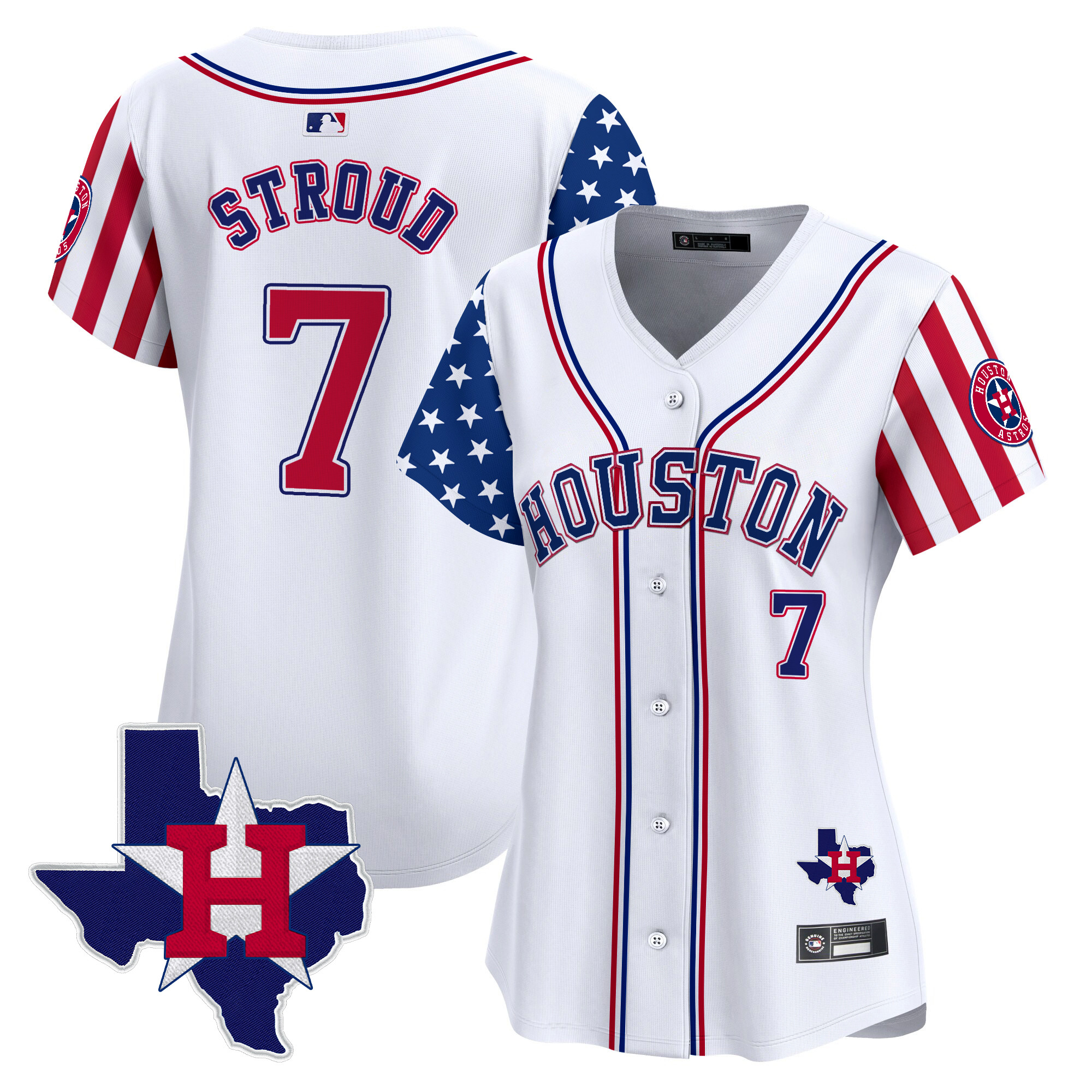 Women's Houston Astros 2025 Independence Day Vapor Premier Limited Jersey V2 - All Stitched