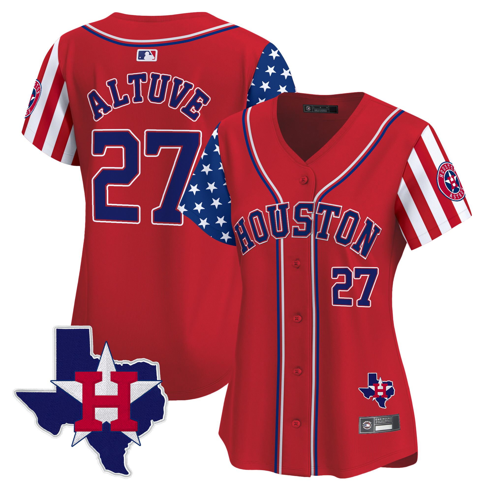 Women's Houston Astros 2025 Independence Day Vapor Premier Limited Jersey V2 - All Stitched